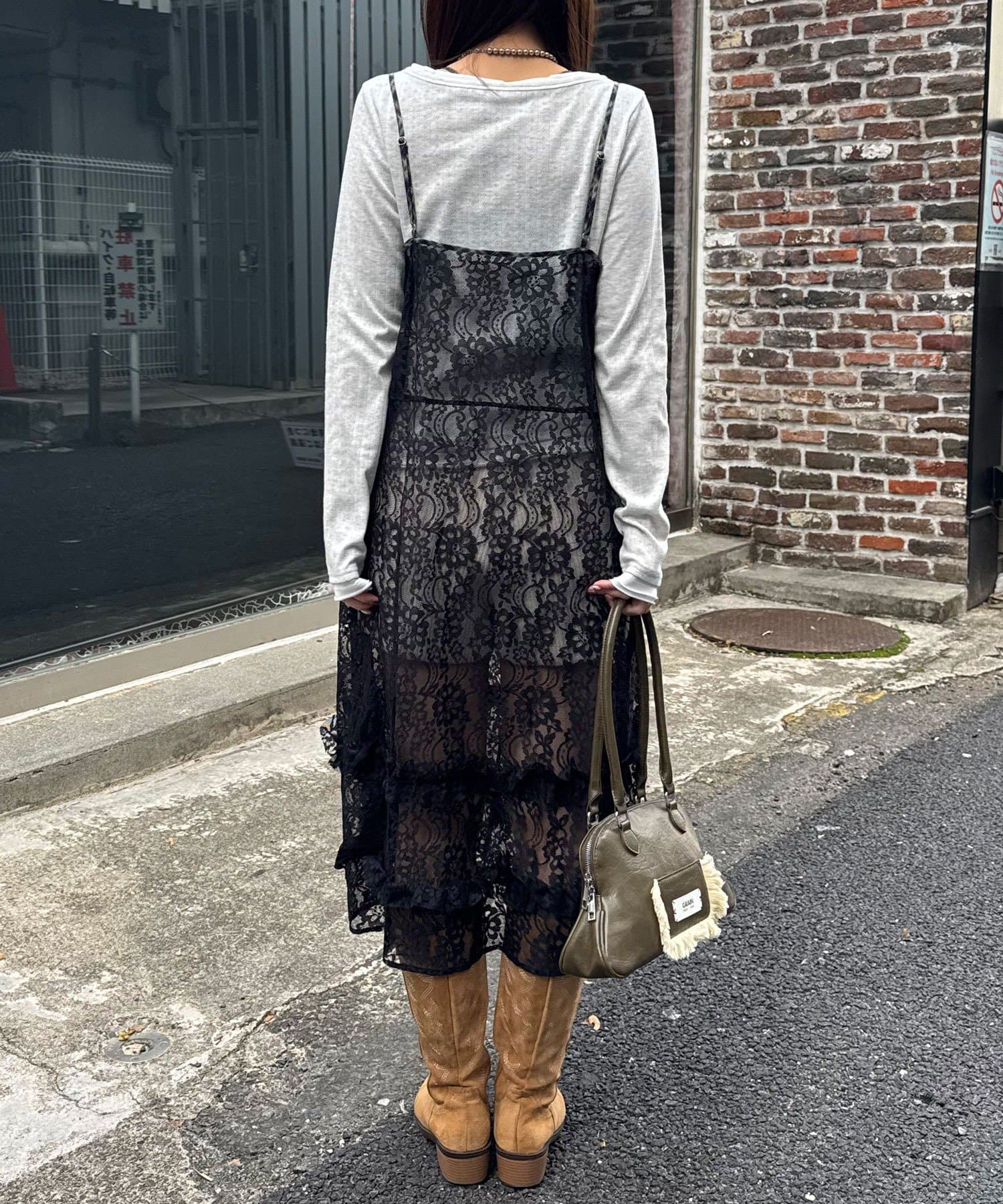 CIAOPANIC(チャオパニック) チェックパイピングレースキャミワンピース