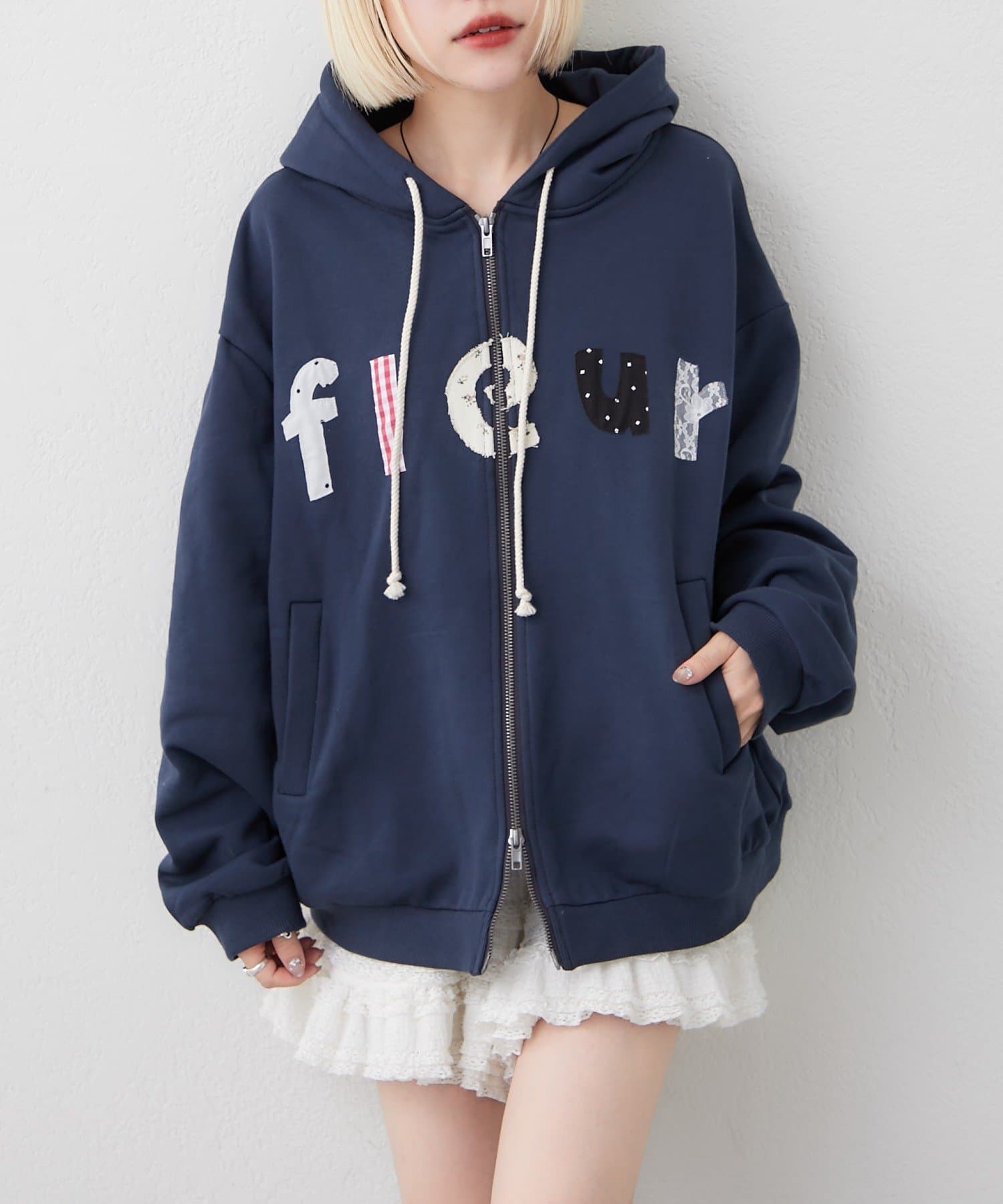 w closet(ダブルクローゼット) パッチワークパーカー