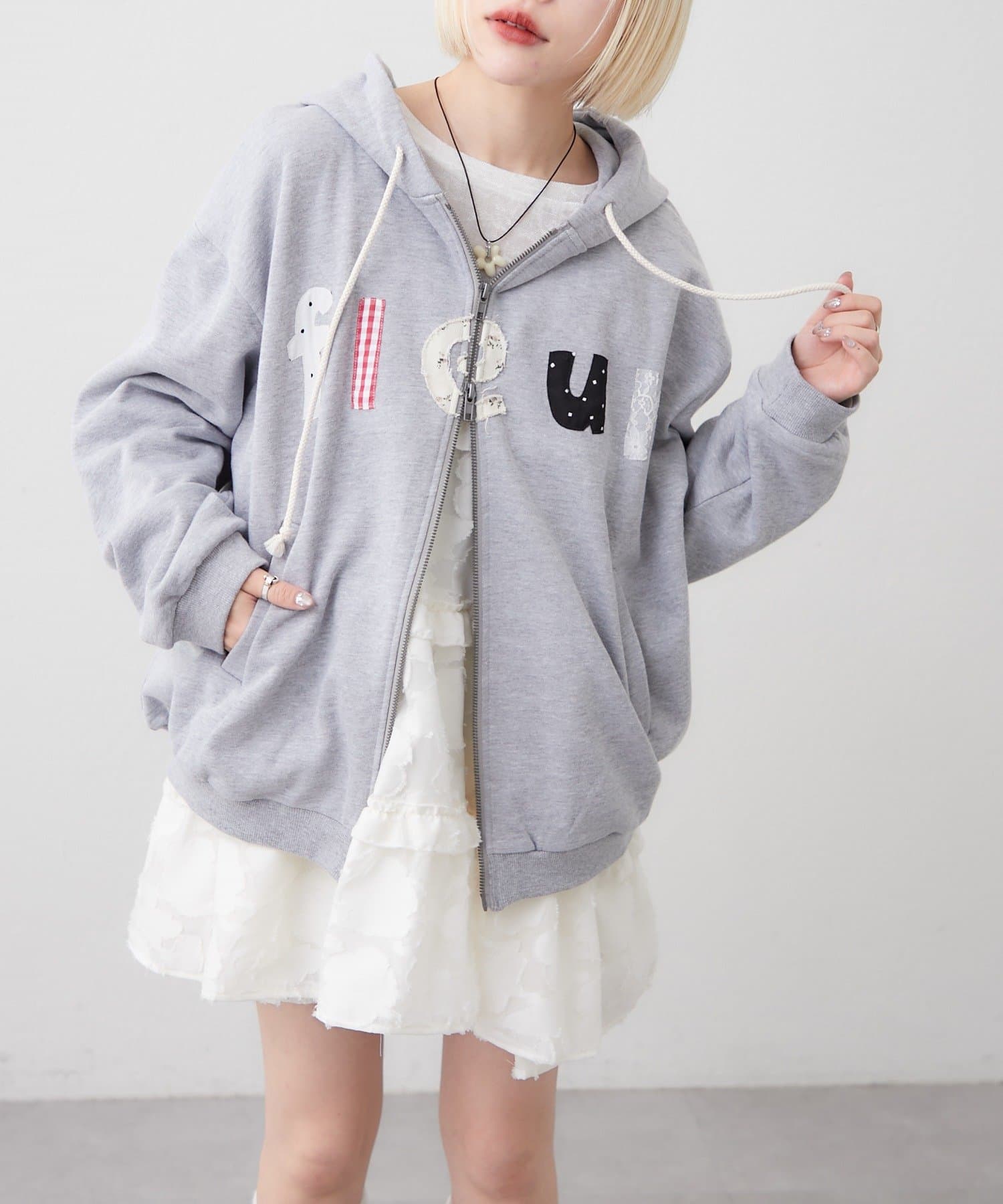 w closet(ダブルクローゼット) パッチワークパーカー