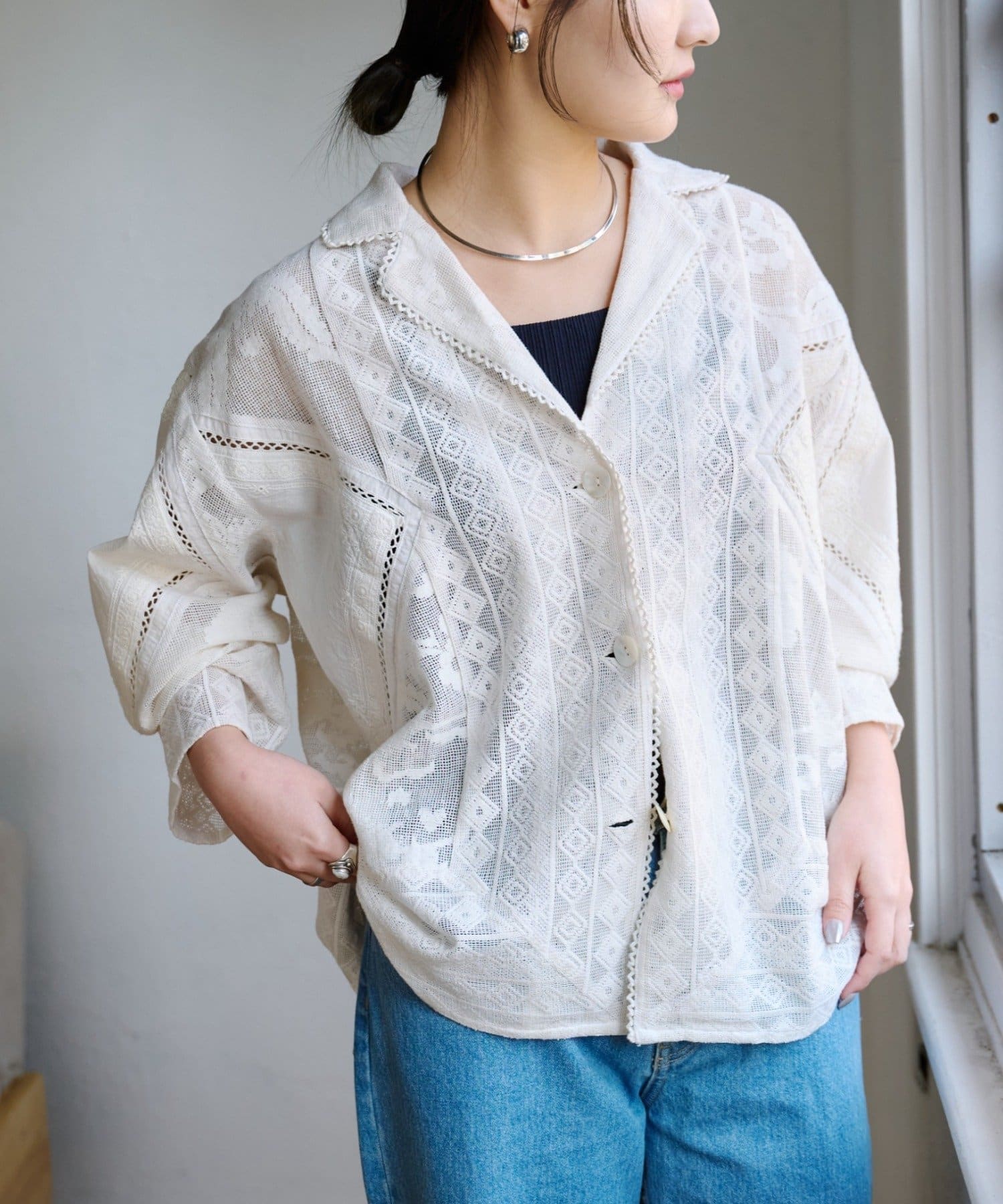 CIAOPANIC TYPY(チャオパニックティピー) 【india】レースリメイク風シャツジャケット