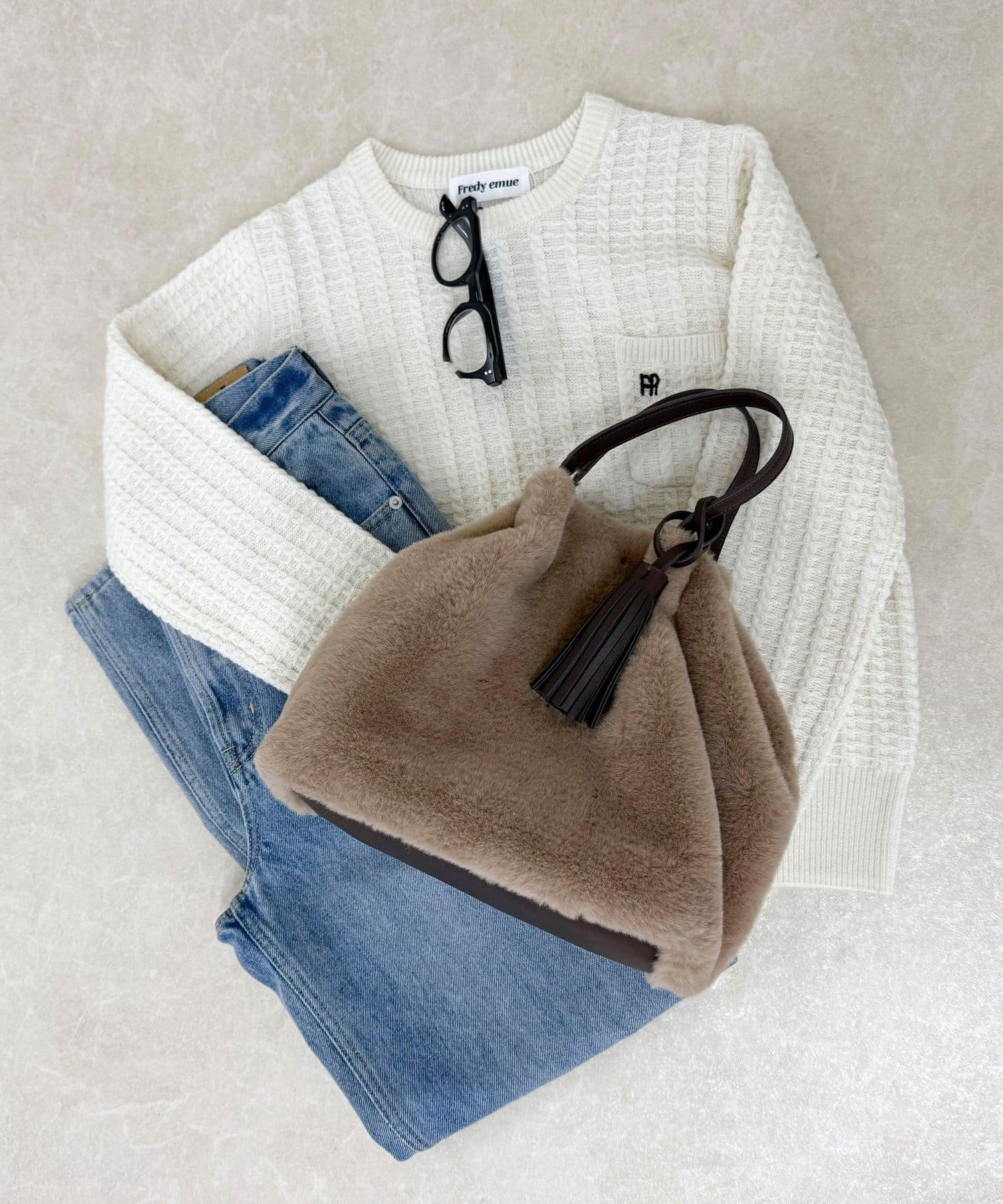 FREDY & GLOSTER(フレディ アンド グロスター) タッセル付エコファー2WAYトートバッグ