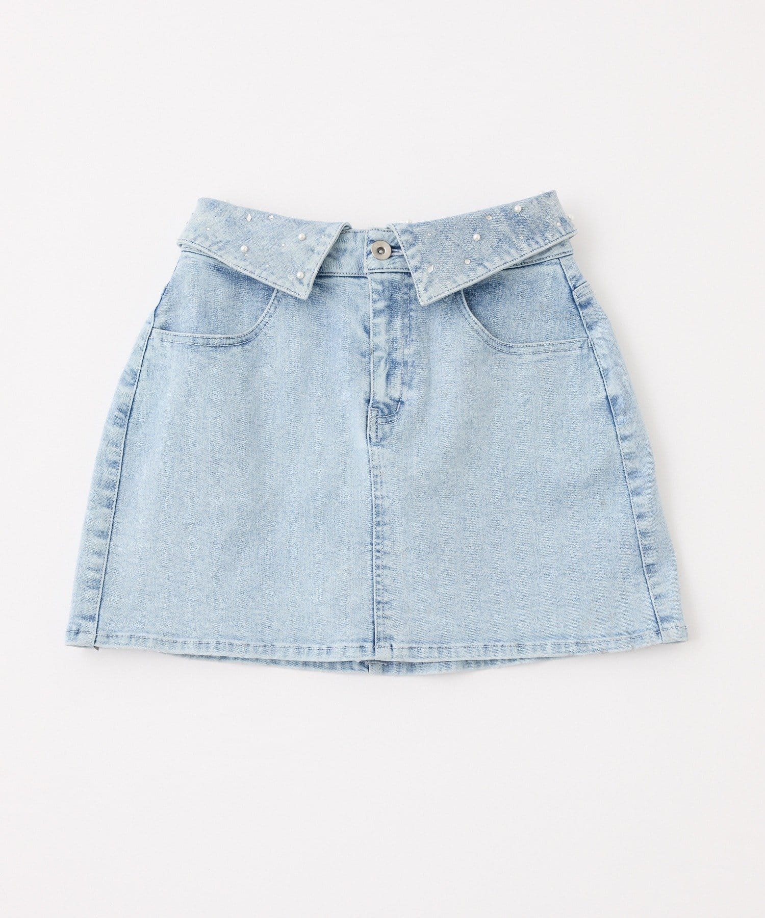 one after another NICE CLAUP(ワンアフターアナザー ナイスクラップ) ウェスト折り返しデニムミニ