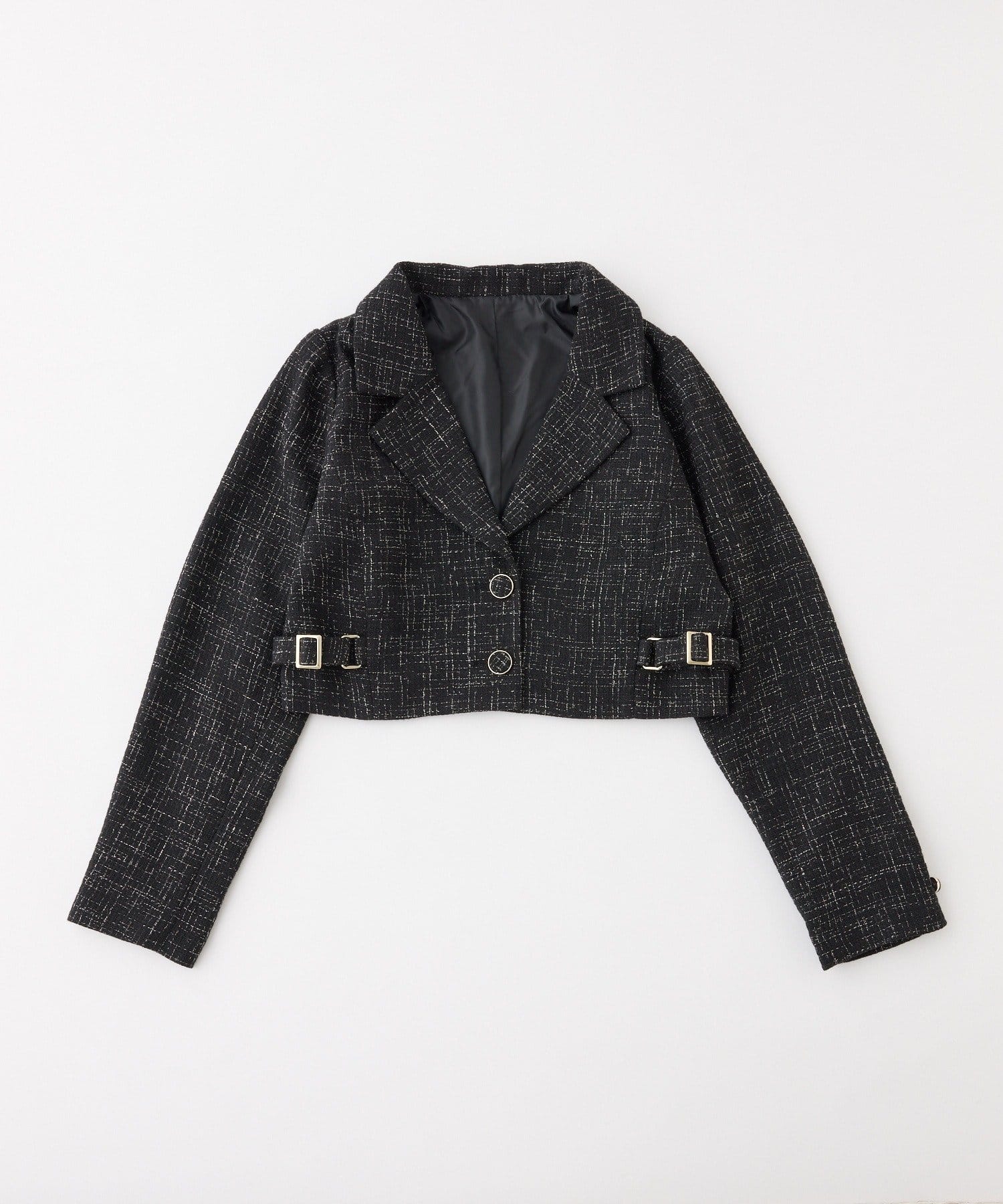 one after another NICE CLAUP(ワンアフターアナザー ナイスクラップ) 【premiumorder】サイドベルトツイードショートジャケット