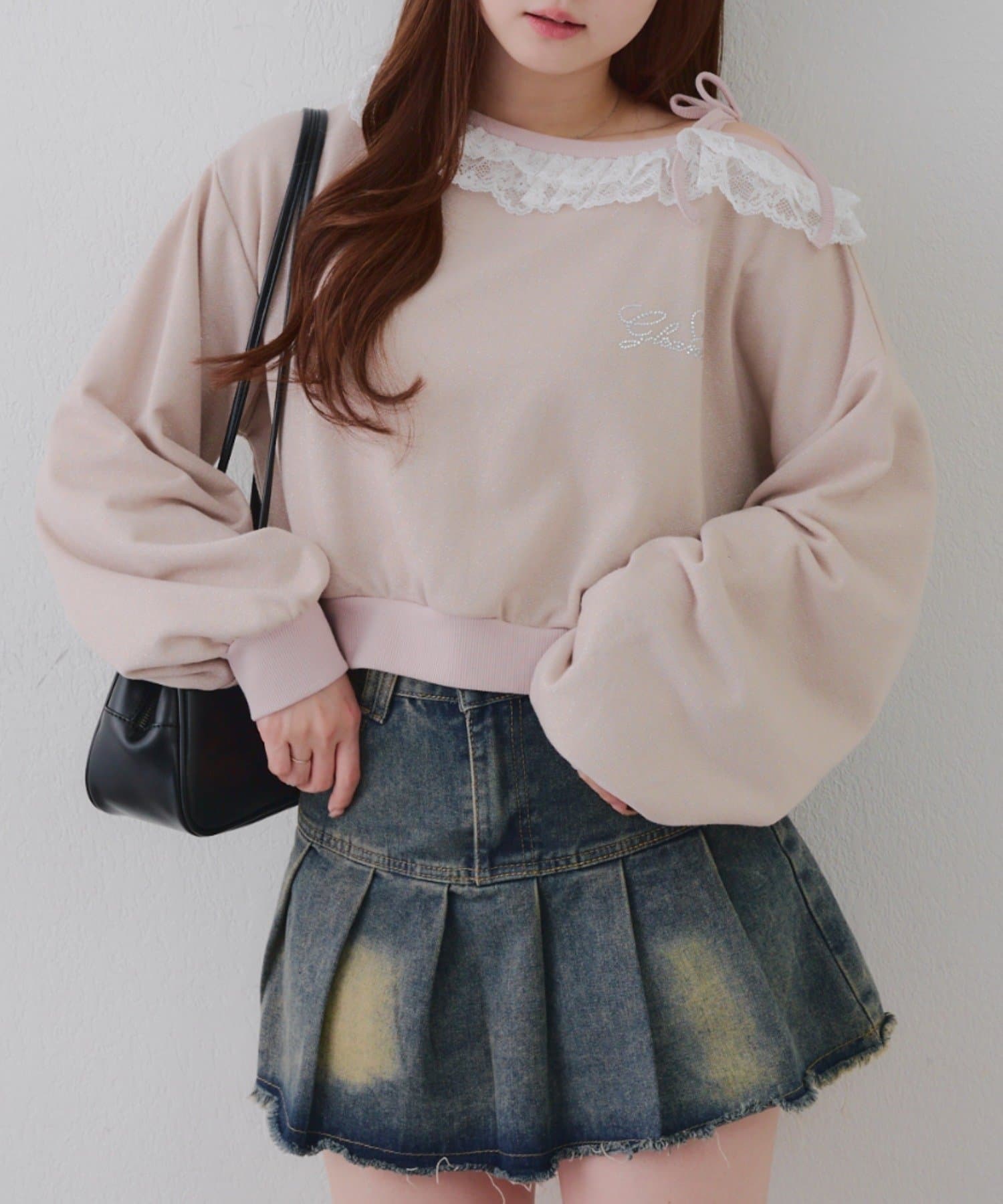 Remind me and forever(リマインドミーアンドフォーエバー) 【2026SS】【丈違い】ラメ裏毛ワンショルプルオーバー