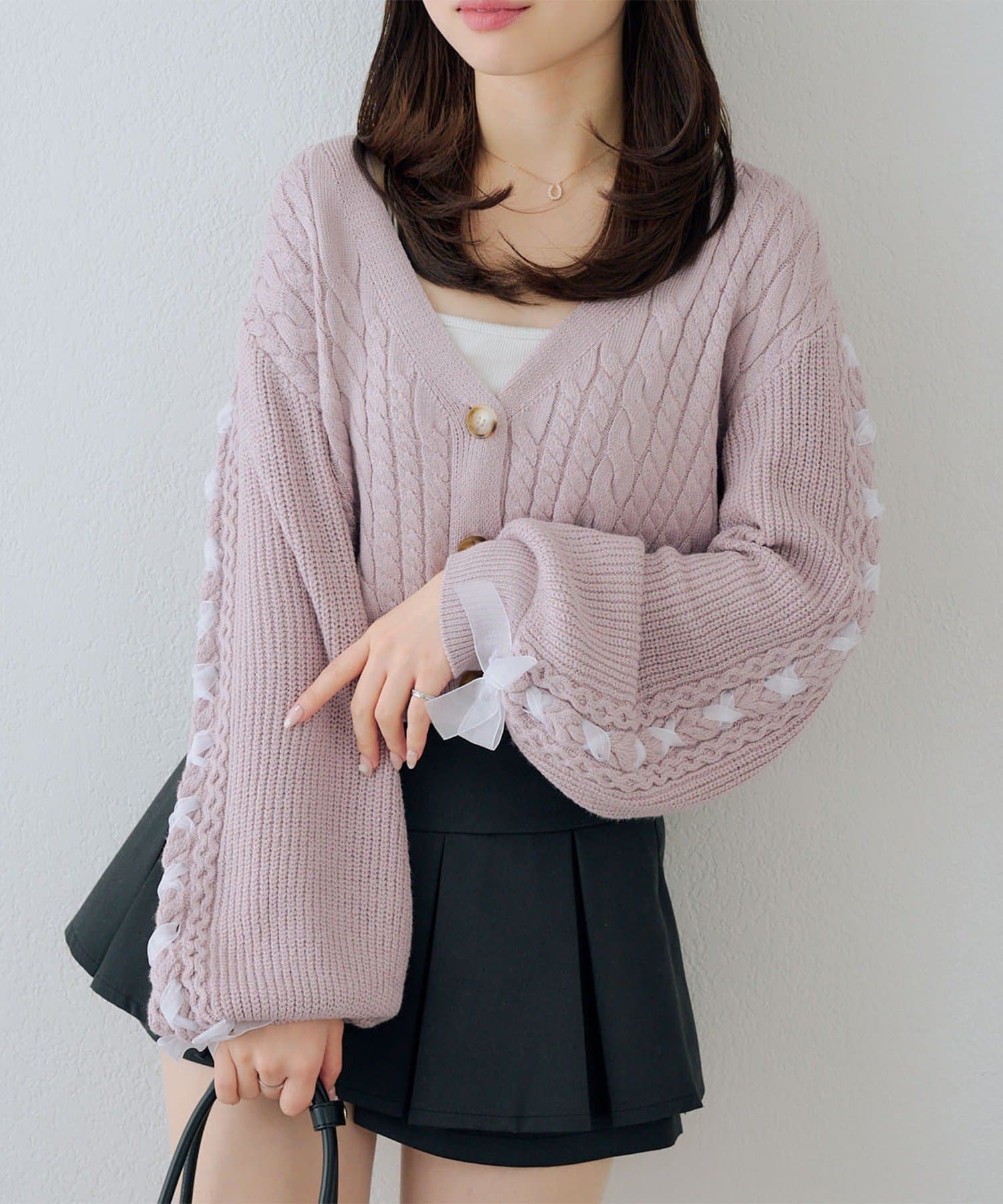 Remind me and forever(リマインドミーアンドフォーエバー) 袖レースアップカーデ