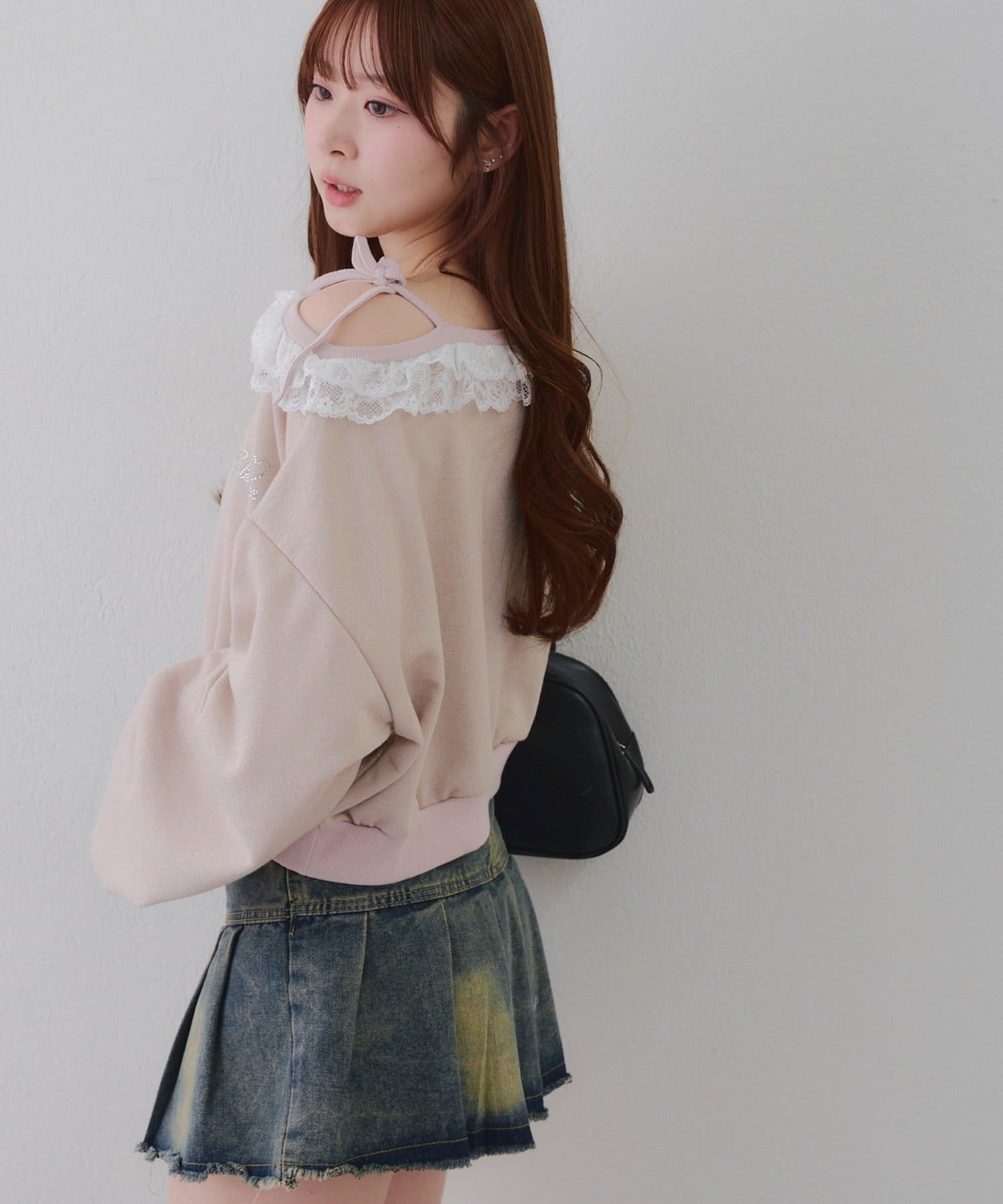 NICE CLAUP / OLIVE des OLIVE OUTLET(ナイスクラップ  / オリーブ デ オリーブ アウトレット) 【continuer】丈が選べる！ラメ裏毛ワンショルプルオーバー