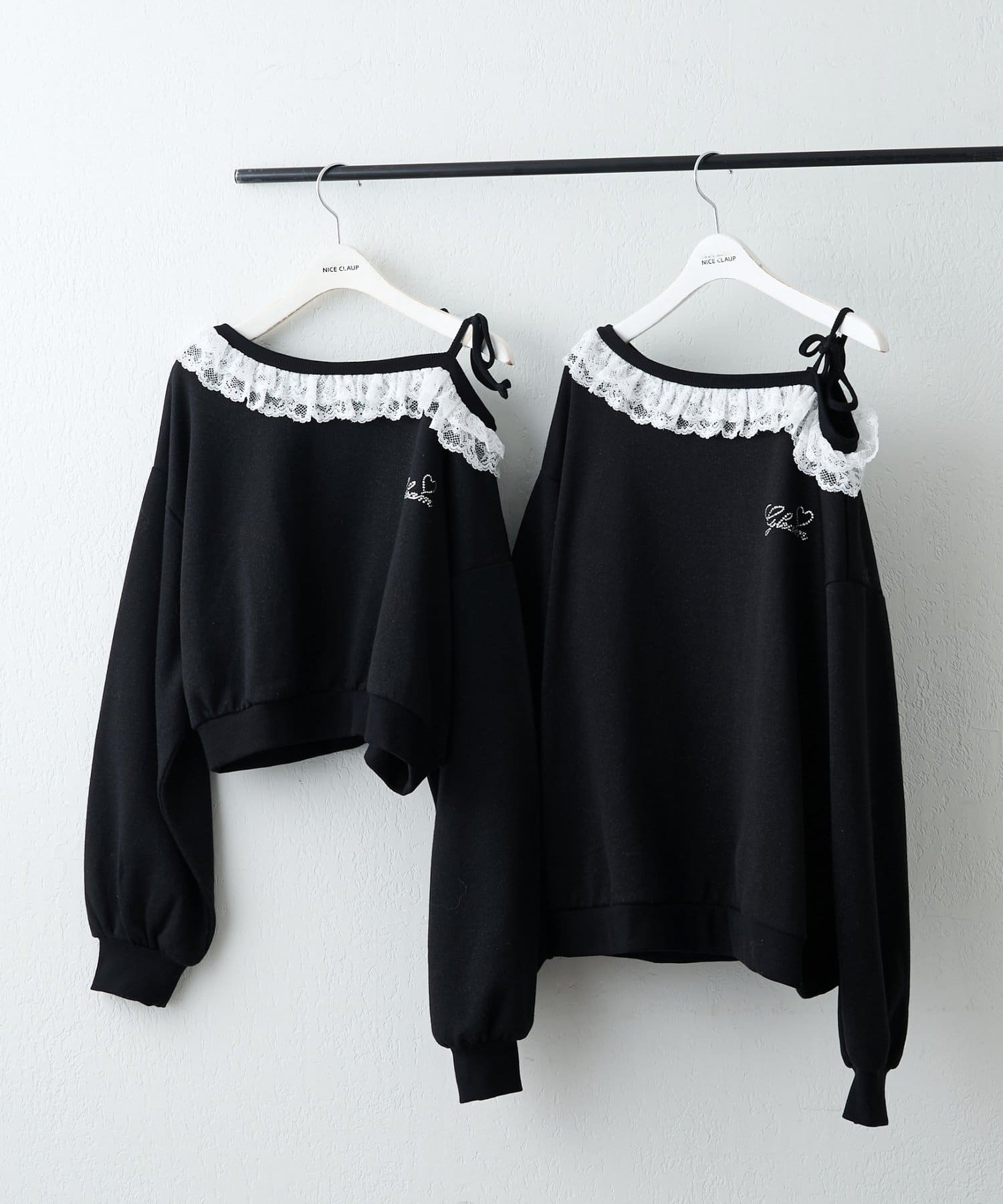 NICE CLAUP / OLIVE des OLIVE OUTLET(ナイスクラップ  / オリーブ デ オリーブ アウトレット) 【continuer】丈が選べる！ラメ裏毛ワンショルプルオーバー