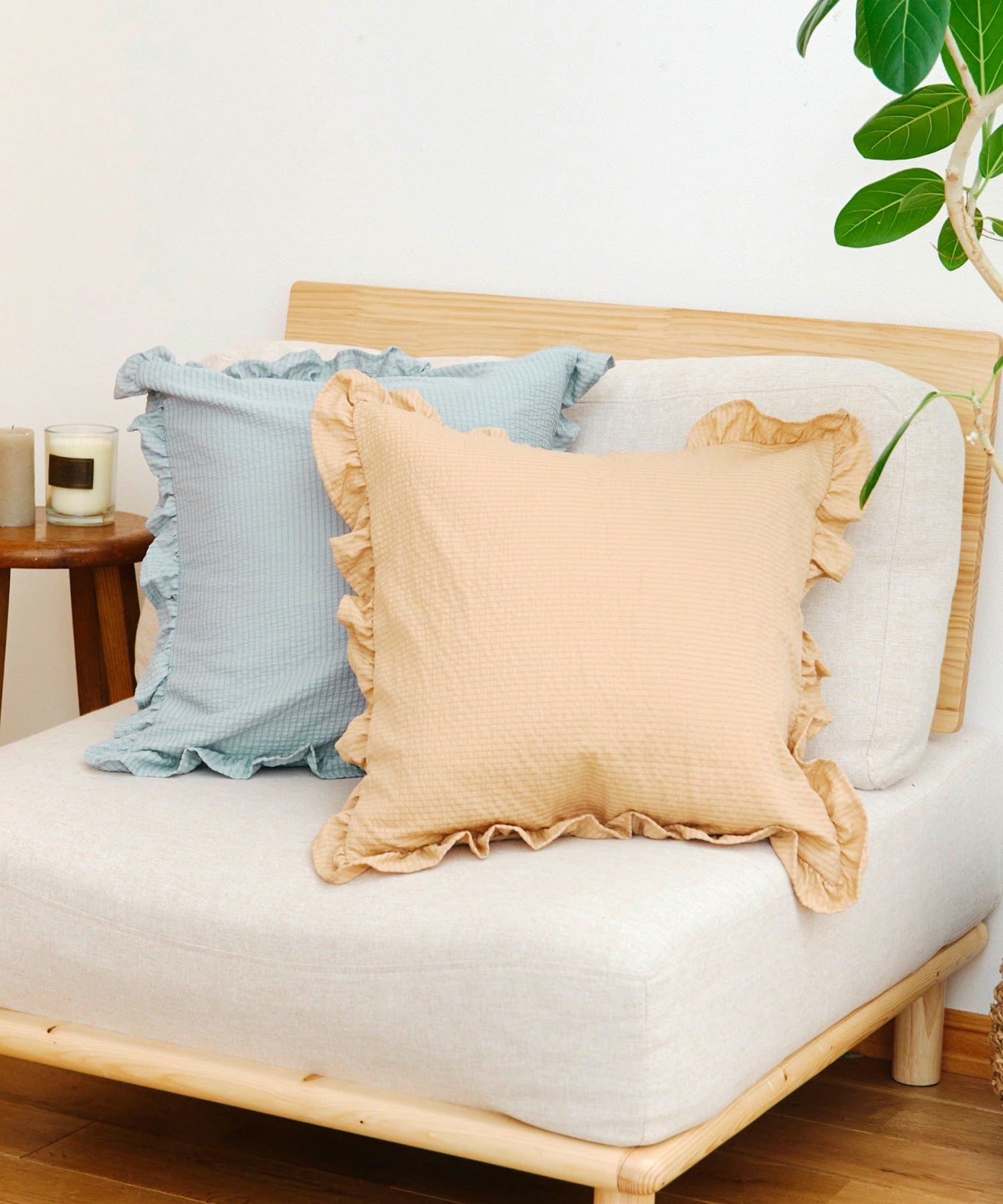 salut!(サリュ) ストライプフリルクッションカバー45×45cm