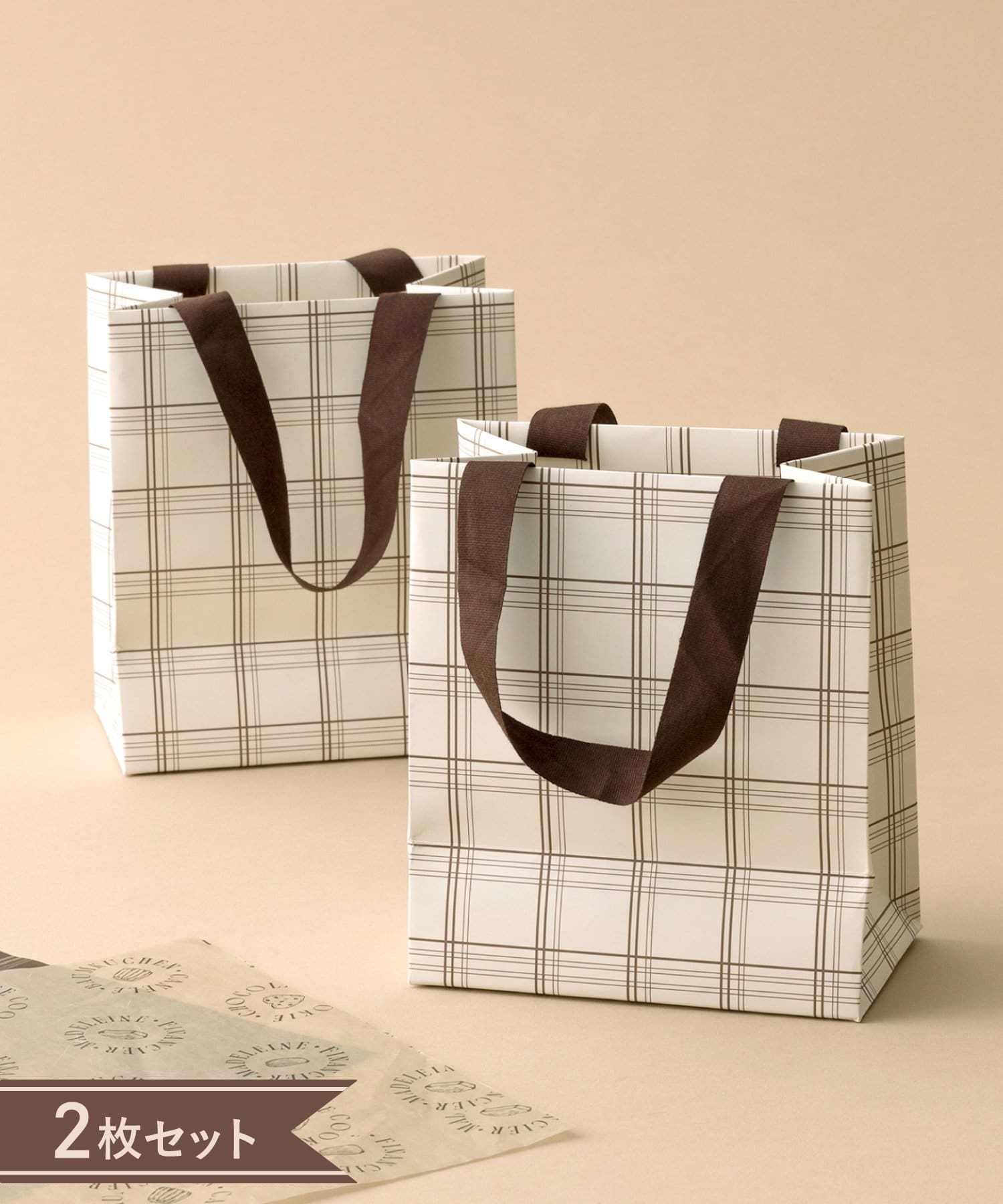 3COINS(スリーコインズ) ペーパーバッグ：S（2枚セット）／Valentine