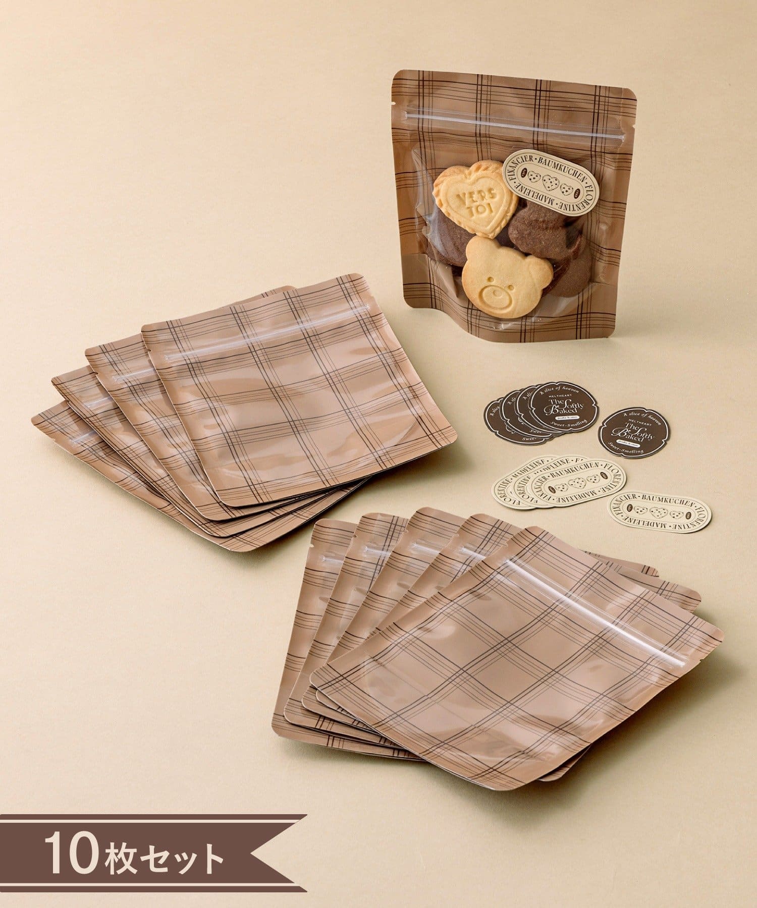 3COINS(スリーコインズ) シール付きラッピング袋：M（10枚セット）／Valentine