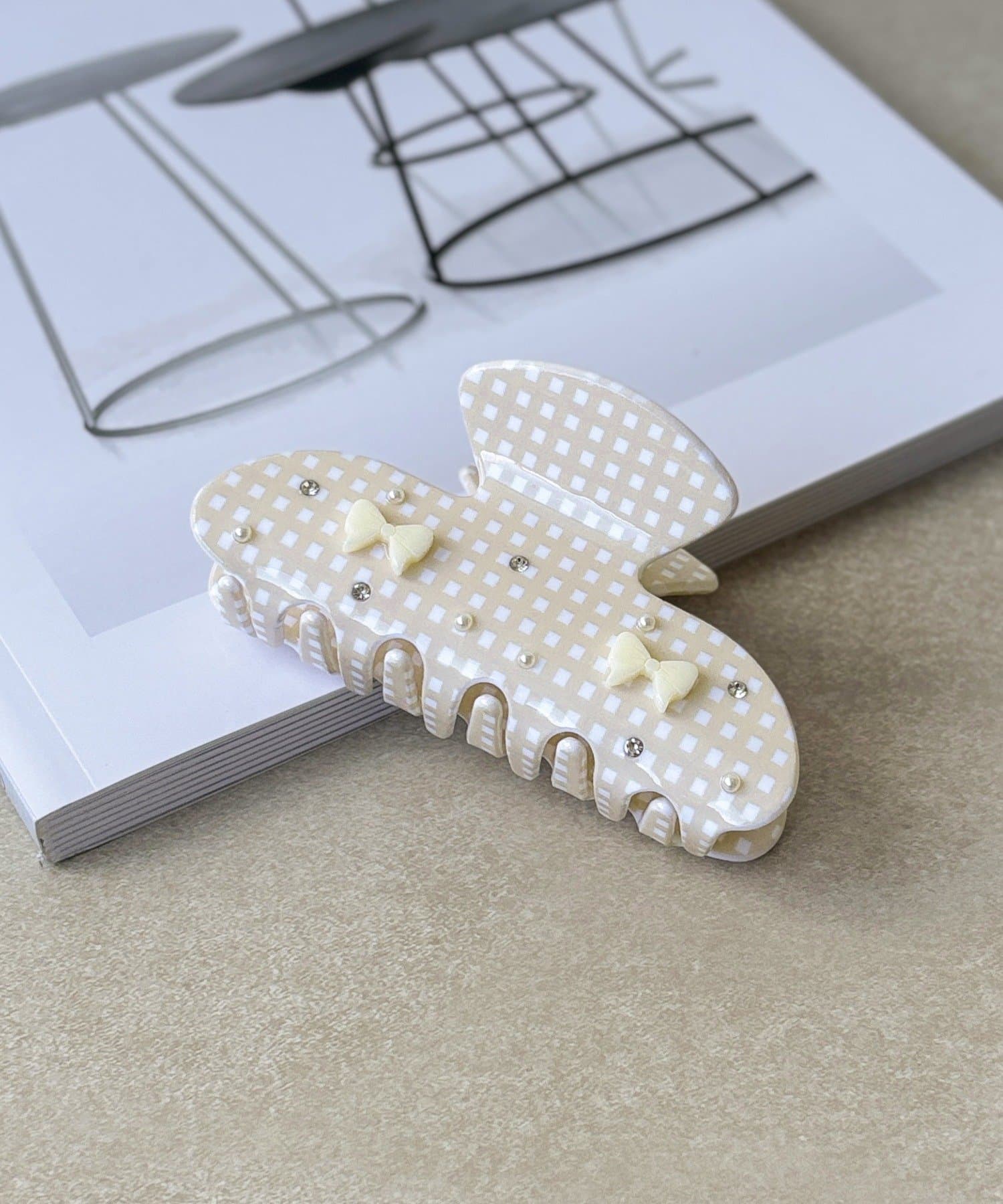 3COINS(スリーコインズ) リボン付チェックバンス