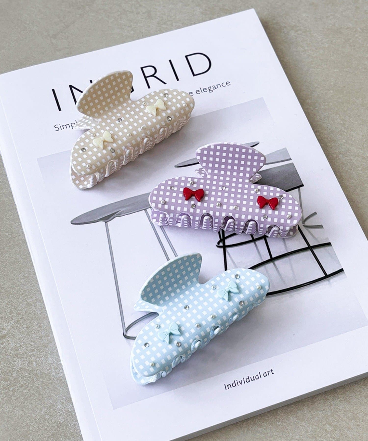 3COINS(スリーコインズ) リボン付チェックバンス