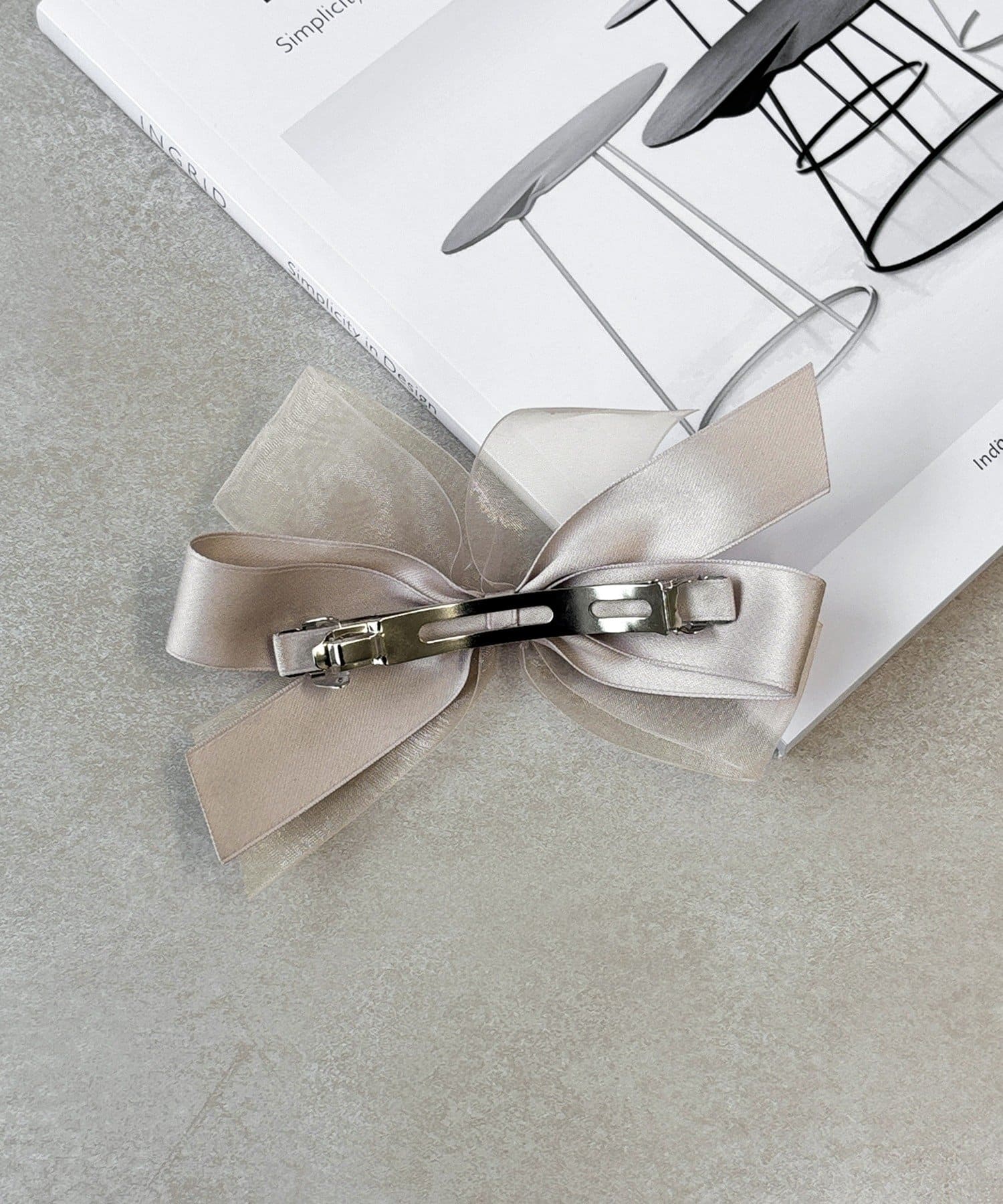 3COINS(スリーコインズ) サテンチュールリボンバレッタ