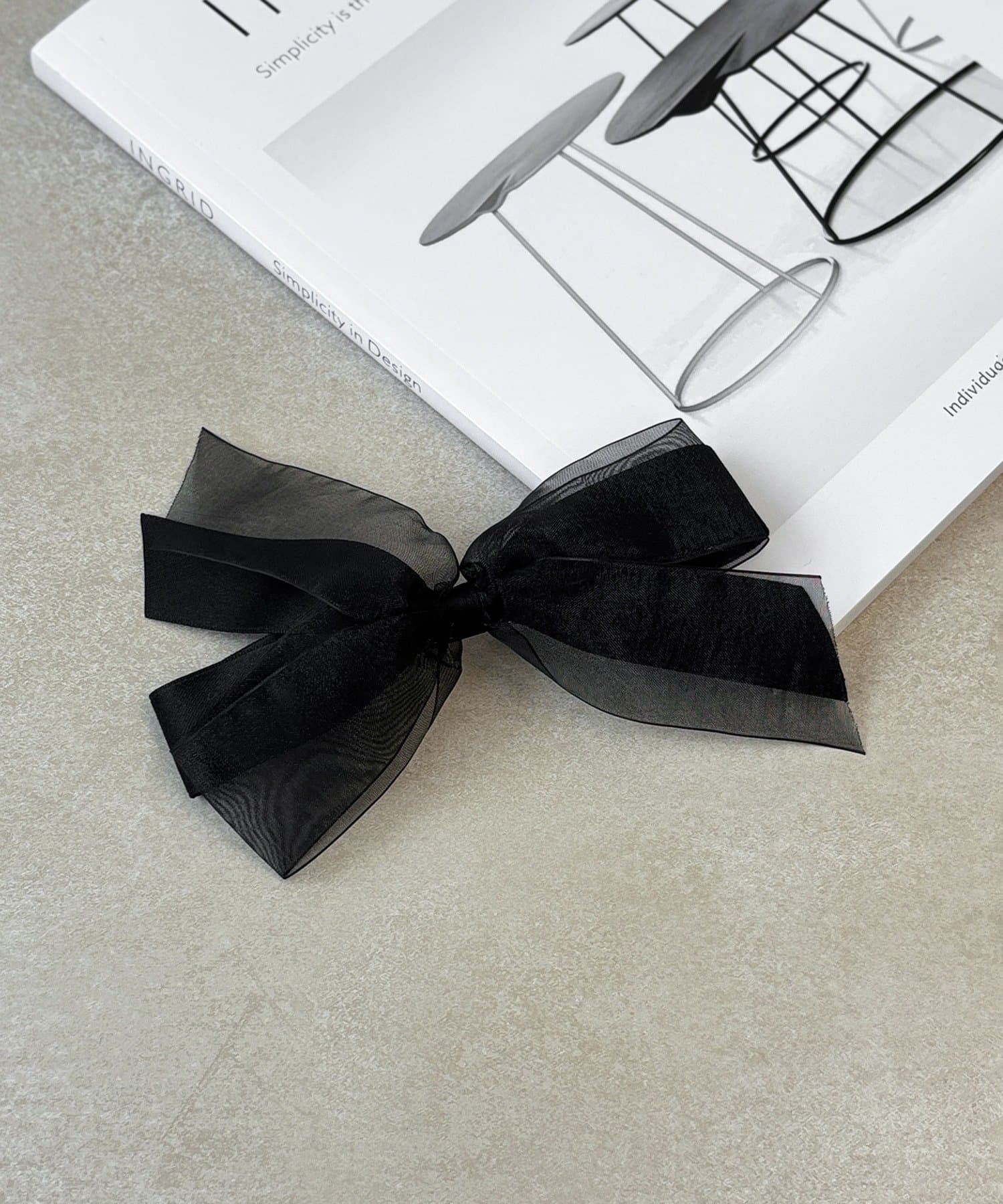 3COINS(スリーコインズ) サテンチュールリボンバレッタ