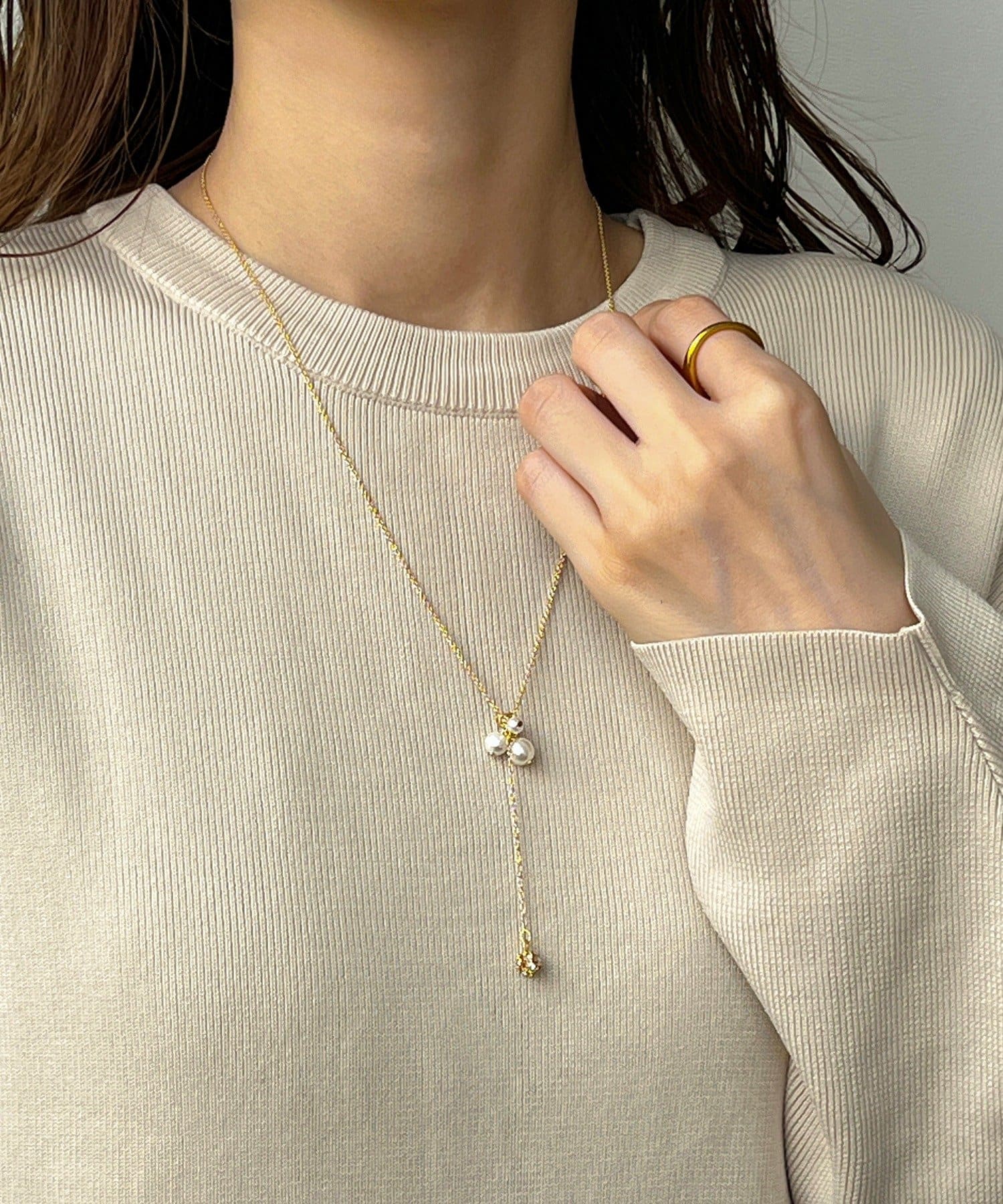 3COINS(スリーコインズ) じゃらパールロングネックレス