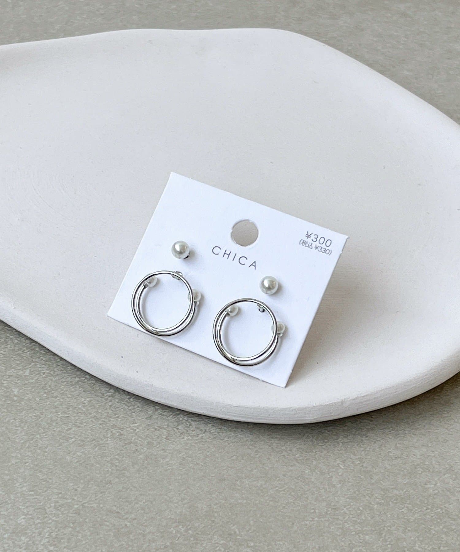 3COINS(スリーコインズ) パールラウンドピアス4個セット