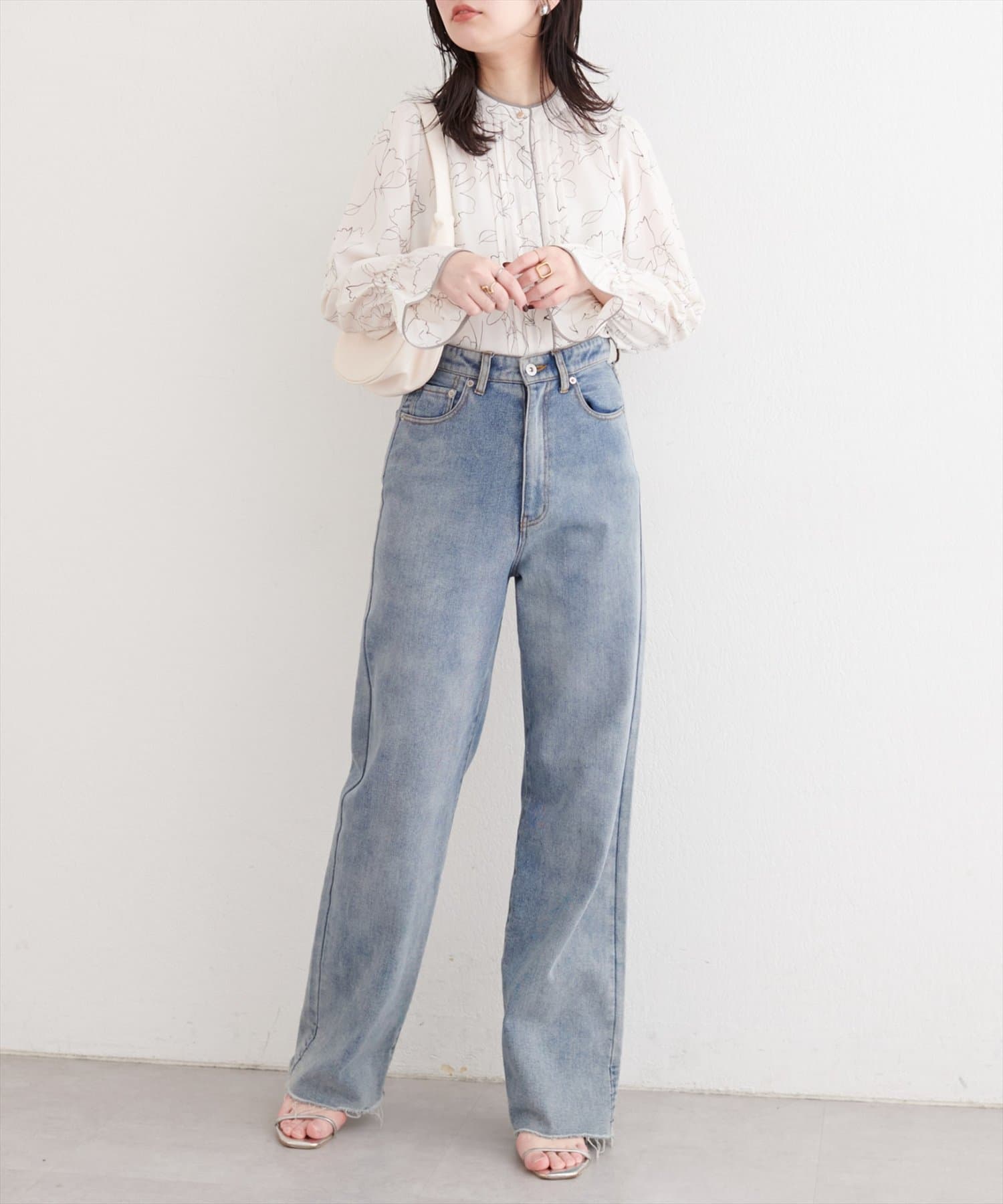 natural couture(ナチュラルクチュール) 配色パイピングタックブラウス