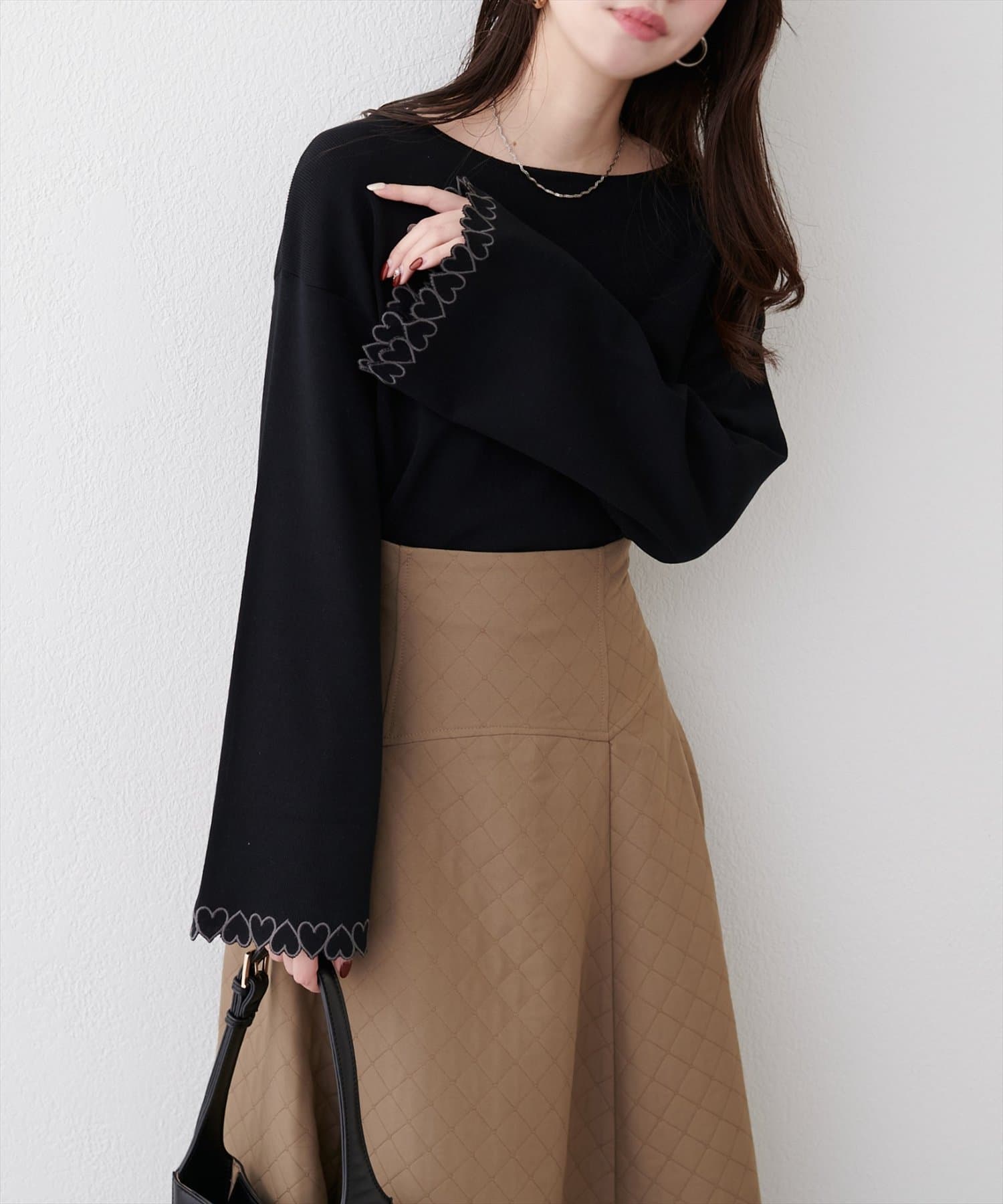 natural couture(ナチュラルクチュール) お袖ハートショート丈ニットプルオーバー