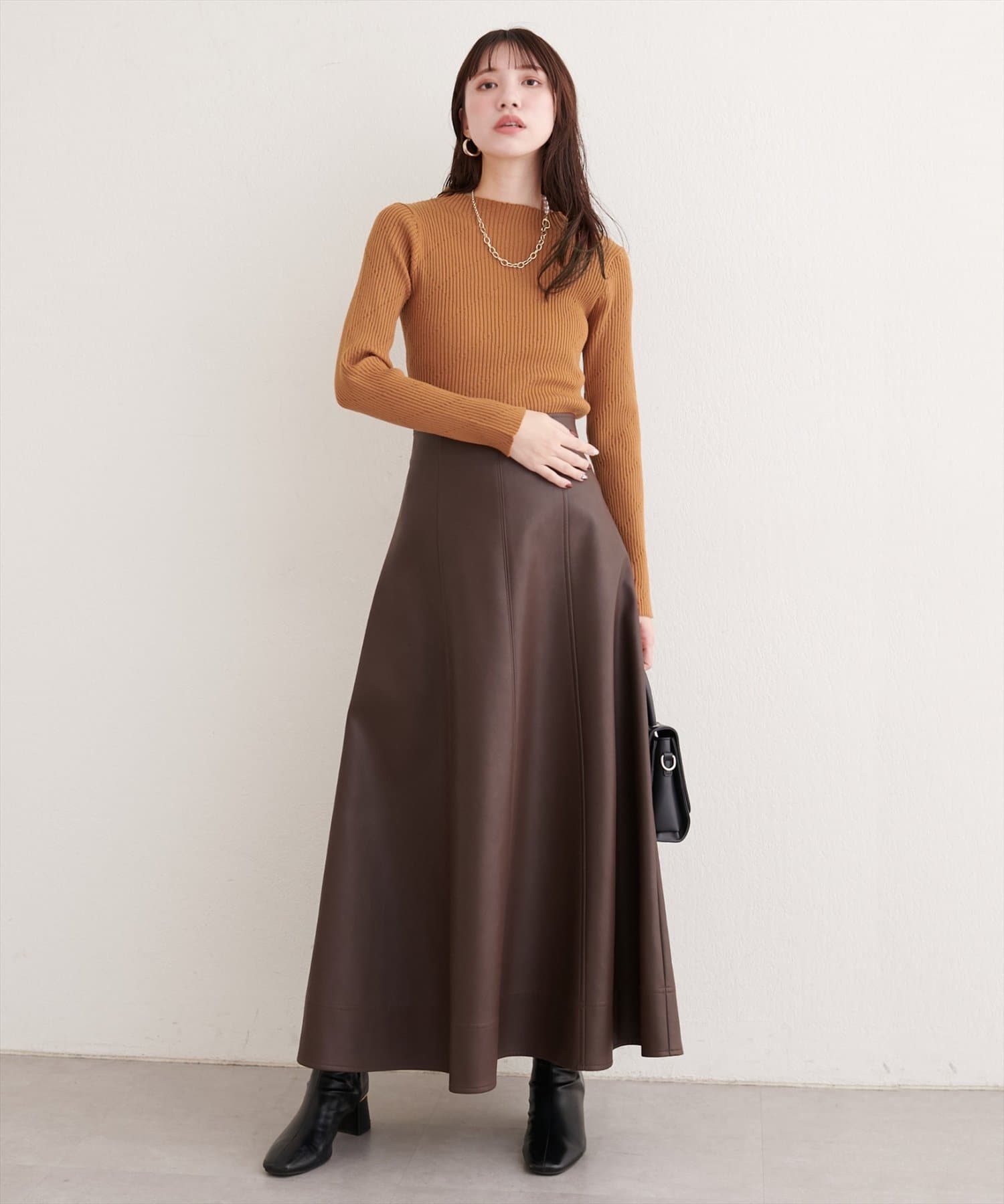 natural couture(ナチュラルクチュール) ダイヤ柄プチハイリブニット