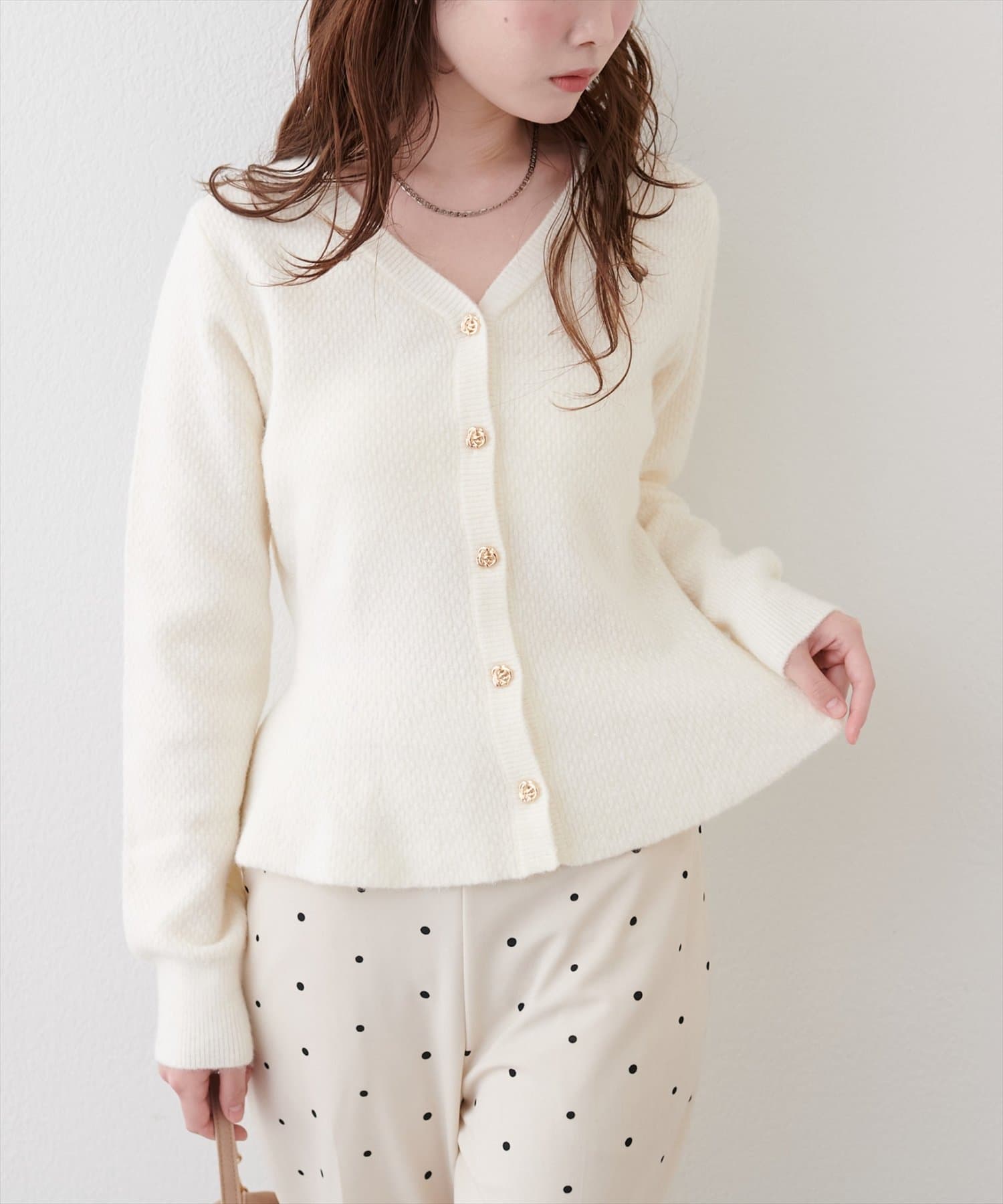 natural couture(ナチュラルクチュール) ラメペプラムニット