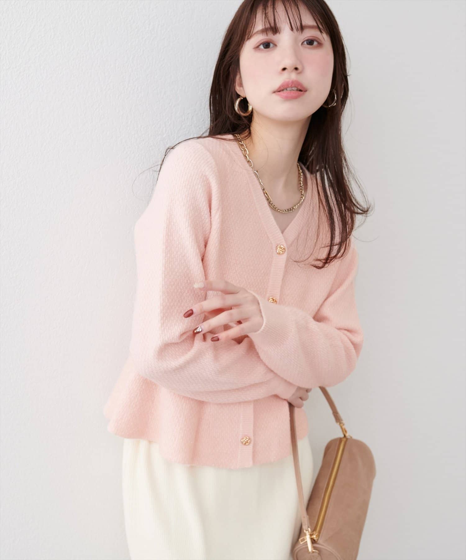 natural couture(ナチュラルクチュール) ラメペプラムニット