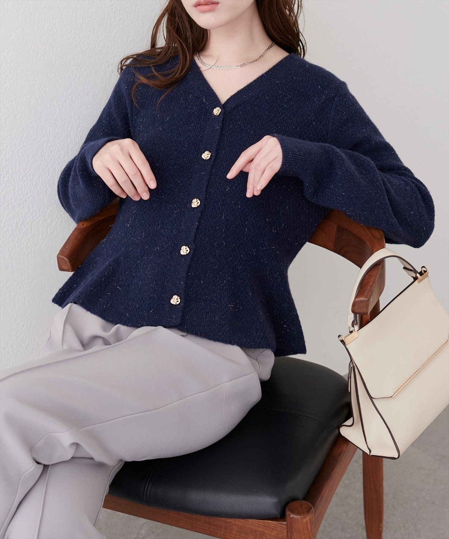 natural couture(ナチュラルクチュール) ラメペプラムニット