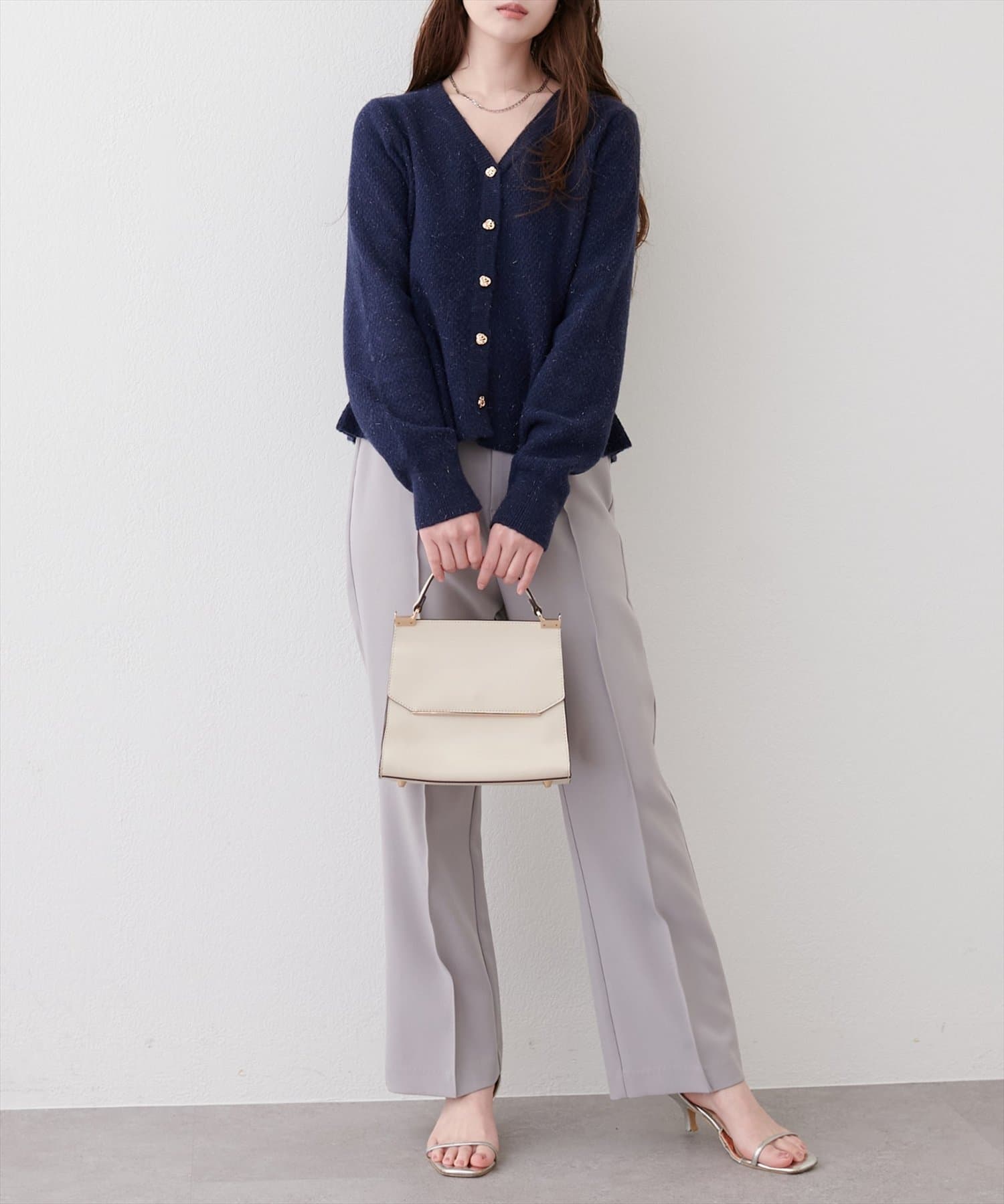 natural couture(ナチュラルクチュール) ラメペプラムニット