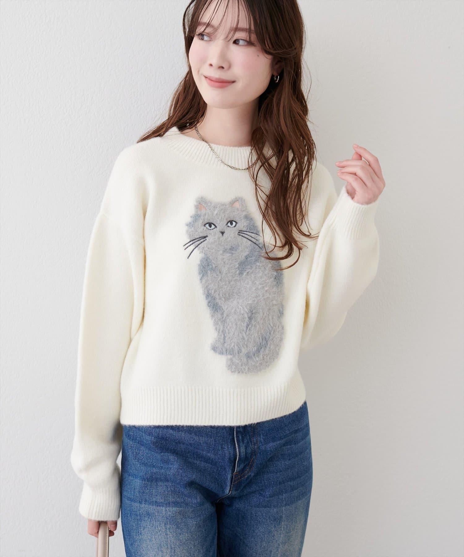 natural couture(ナチュラルクチュール) もしゃねこニットプルオーバー