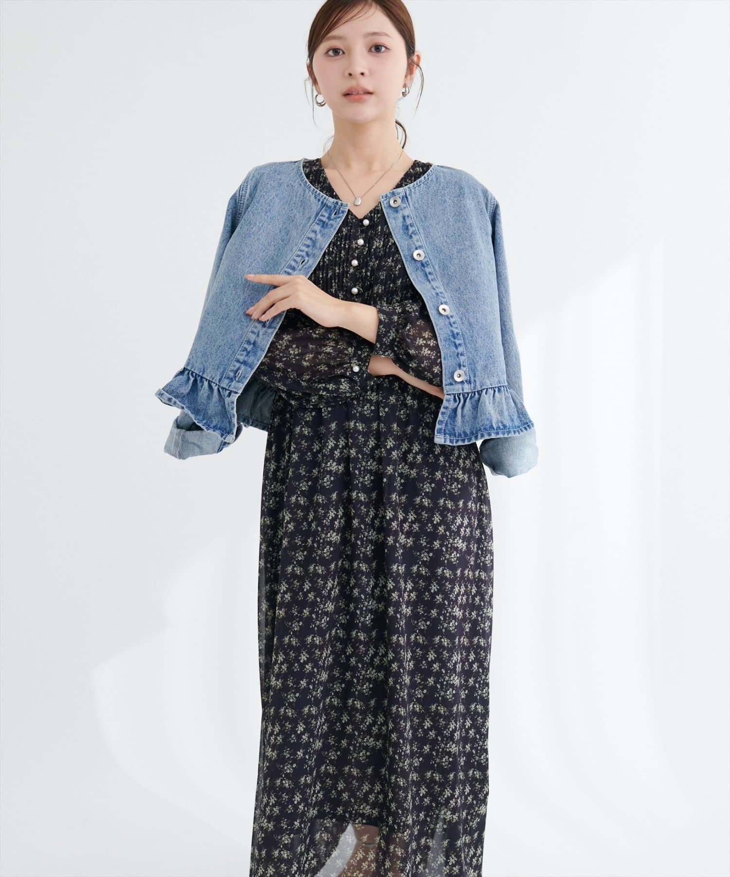 natural couture(ナチュラルクチュール) ピンタックプリーツお上品ワンピース