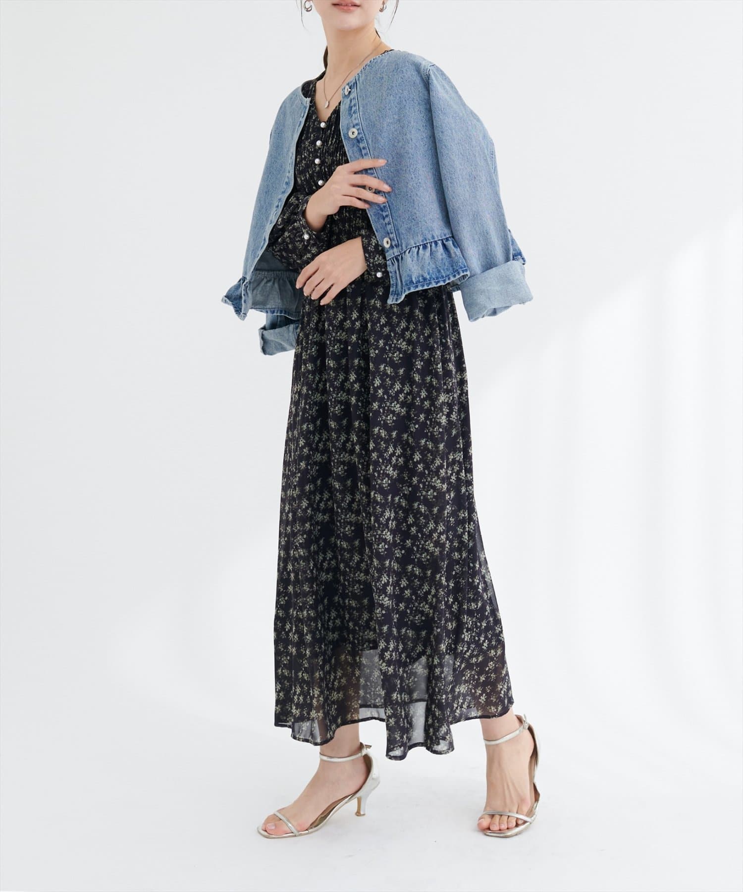 natural couture(ナチュラルクチュール) ピンタックプリーツお上品ワンピース