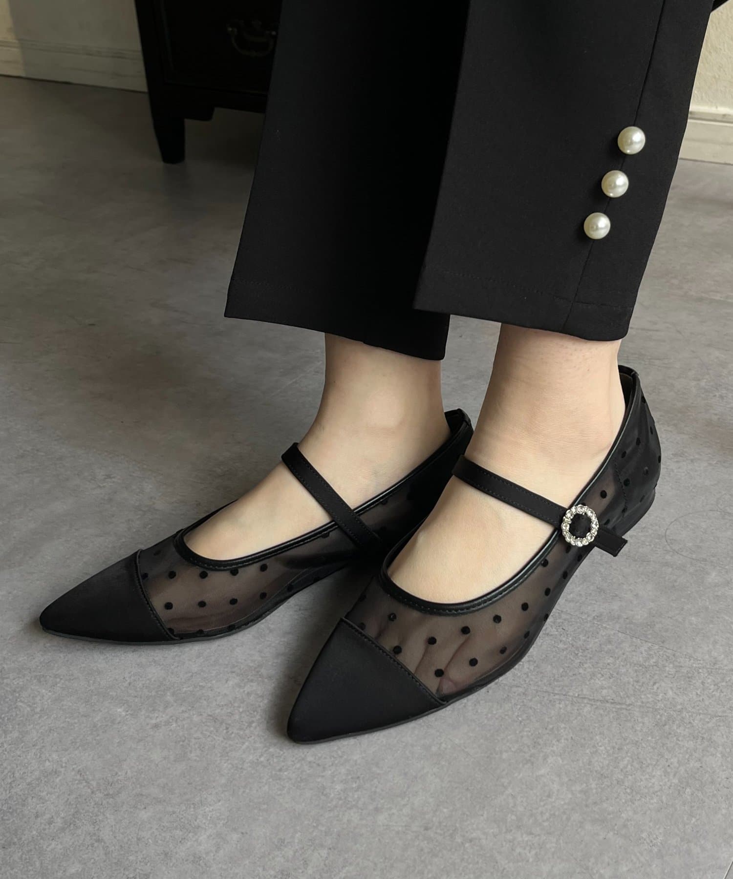 prose verse(プロズヴェール) シアードットビジューストラップパンプス