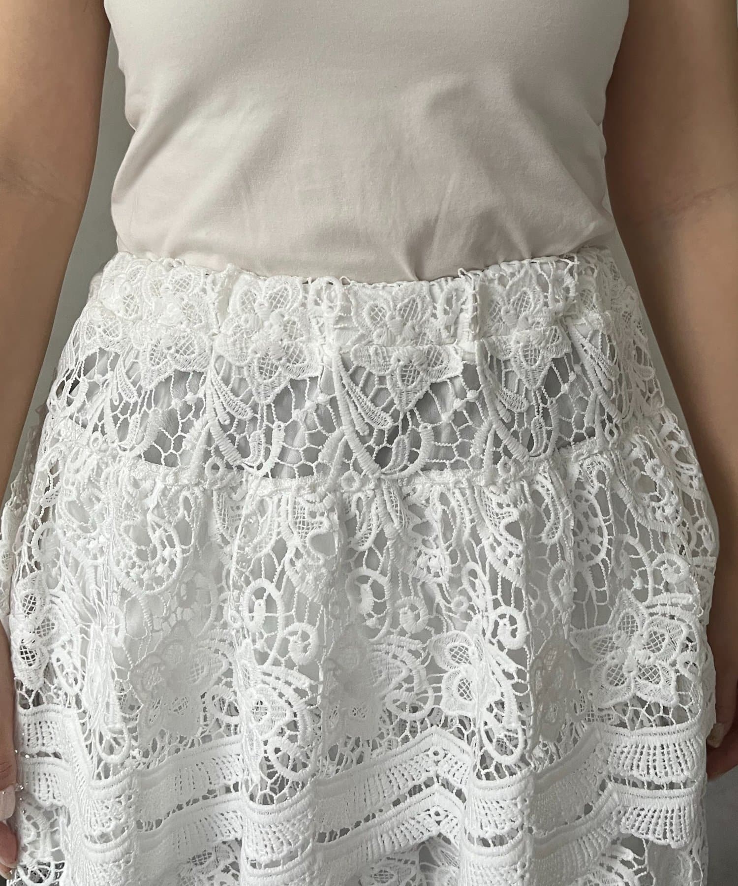 prose verse(プロズヴェール) フラワーレースレイヤードミニスカート