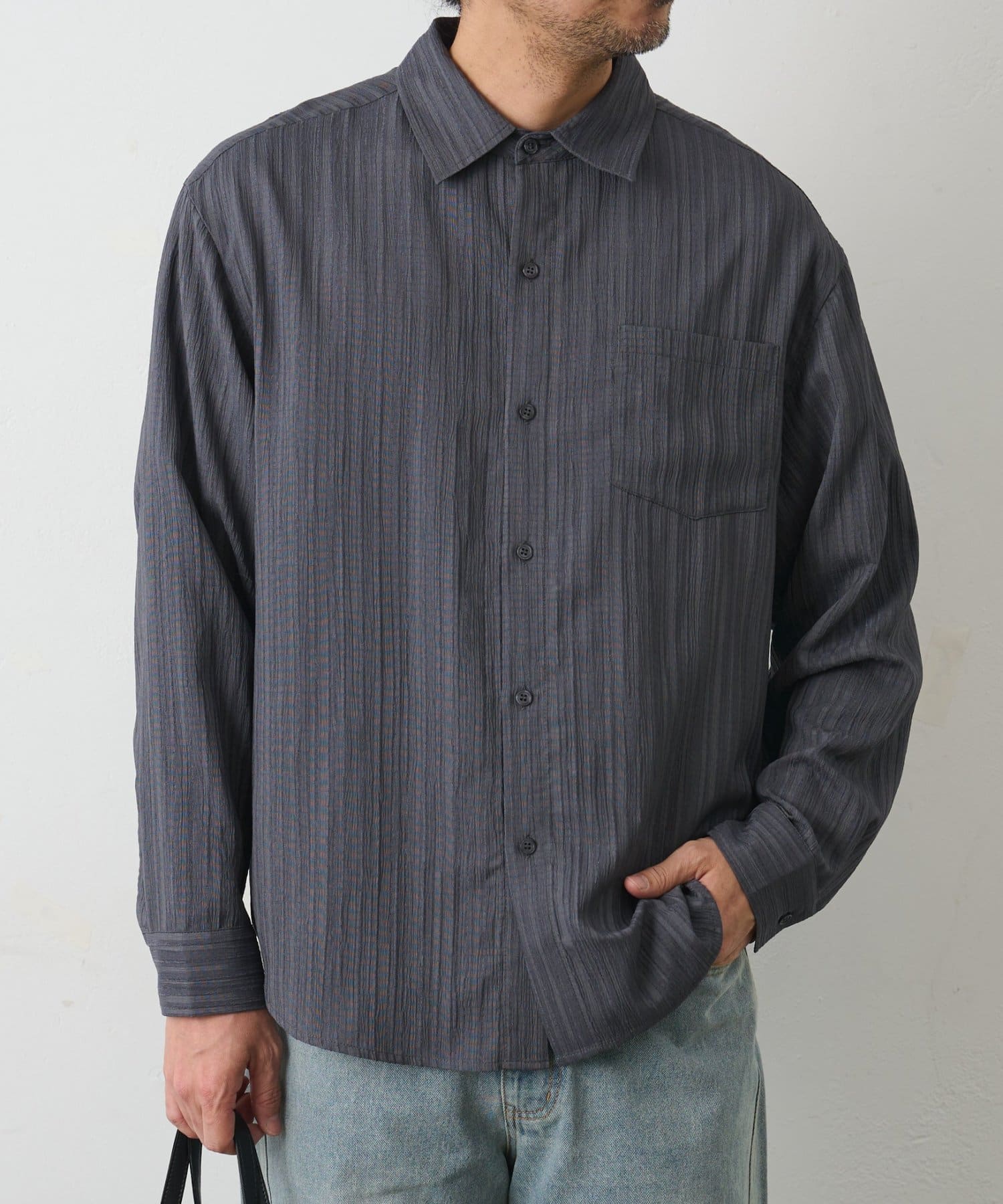 COLONY 2139(コロニー トゥーワンスリーナイン) 楊柳ストライプ長袖シャツ