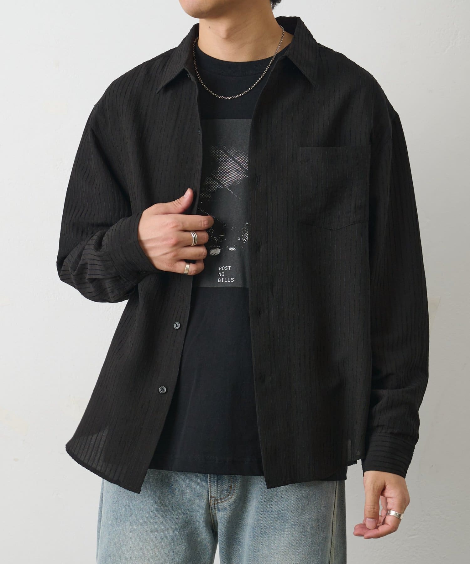 COLONY 2139(コロニー トゥーワンスリーナイン) シャドーストライプ長袖シャツ