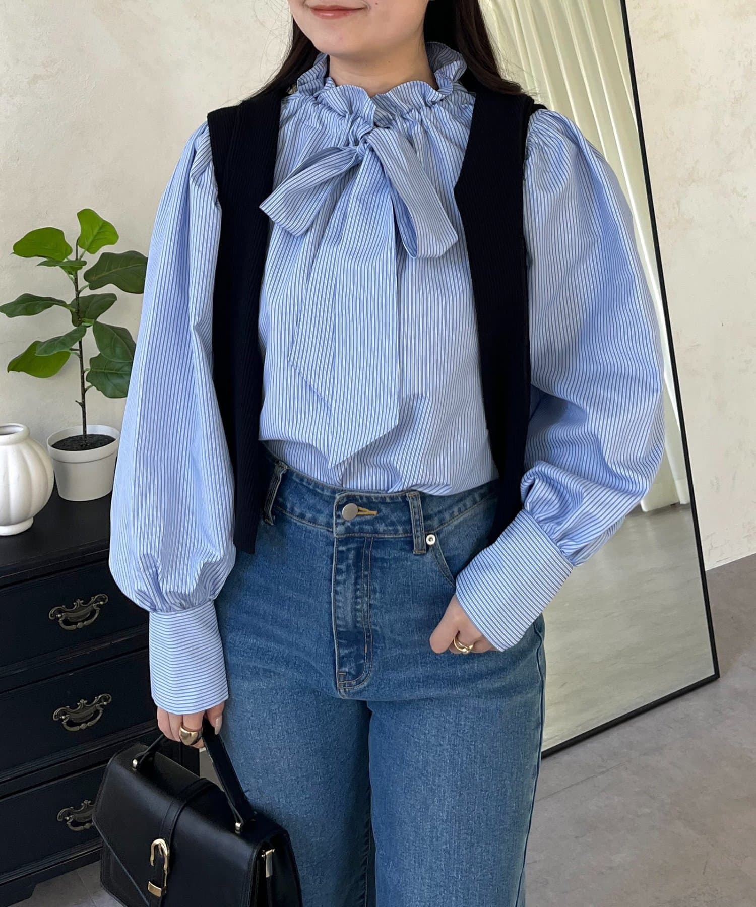 prose verse(プロズヴェール) 袖ボリュームリボンボウタイブラウス