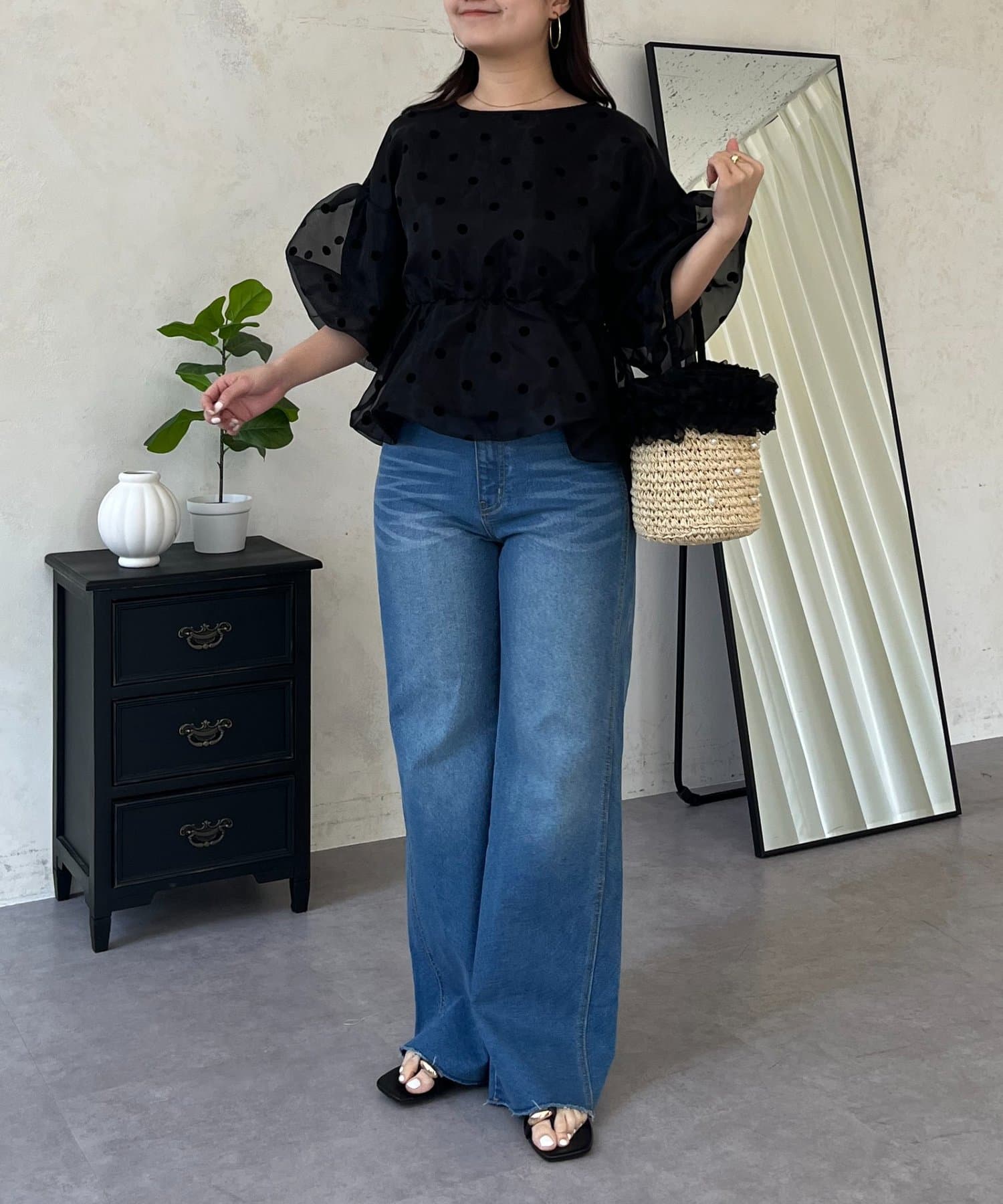 prose verse(プロズヴェール) シアードットバルーンペプラムブラウス