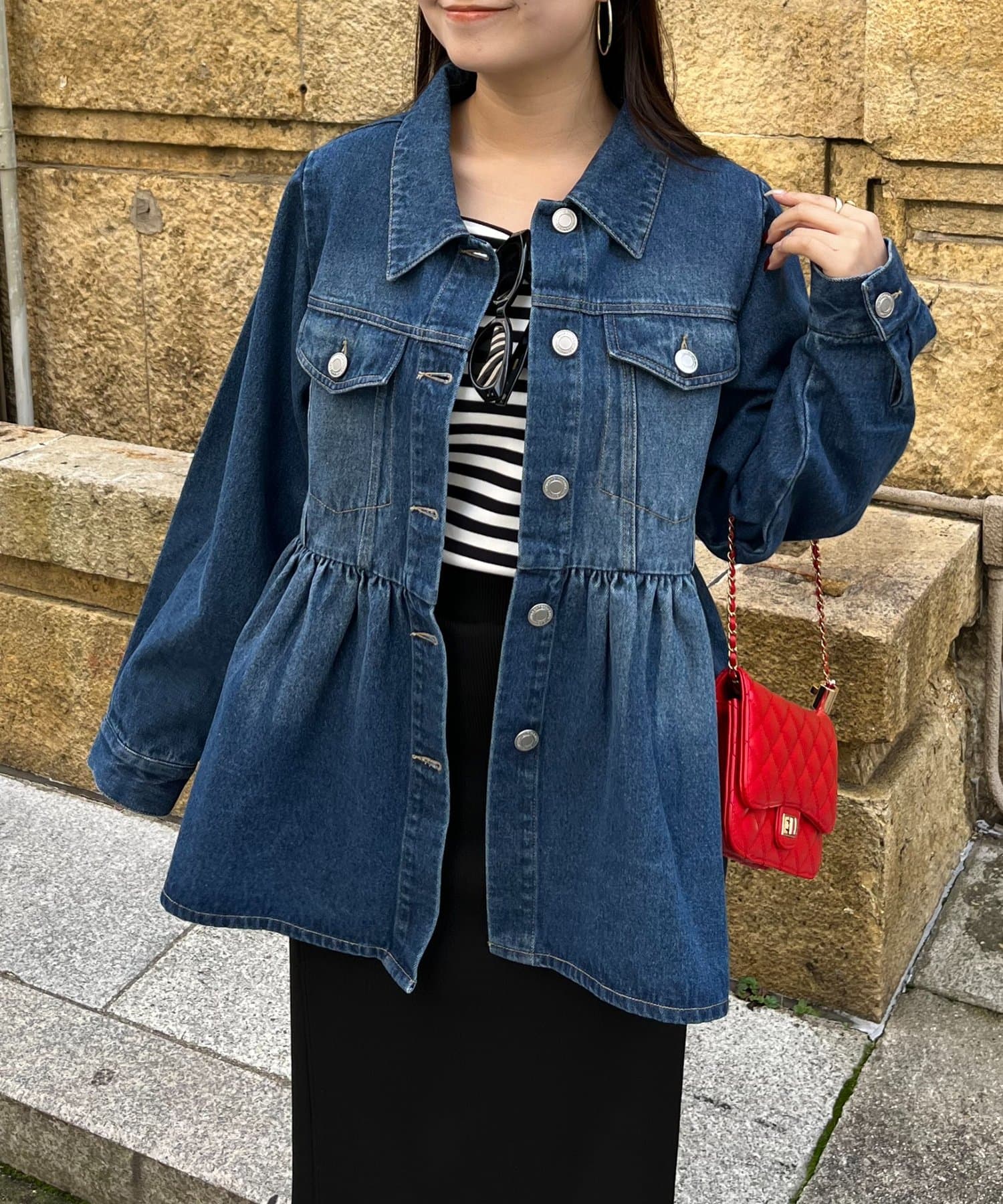 prose verse(プロズヴェール) 【春服総選挙対象商品】ペプラムデニムジャケット