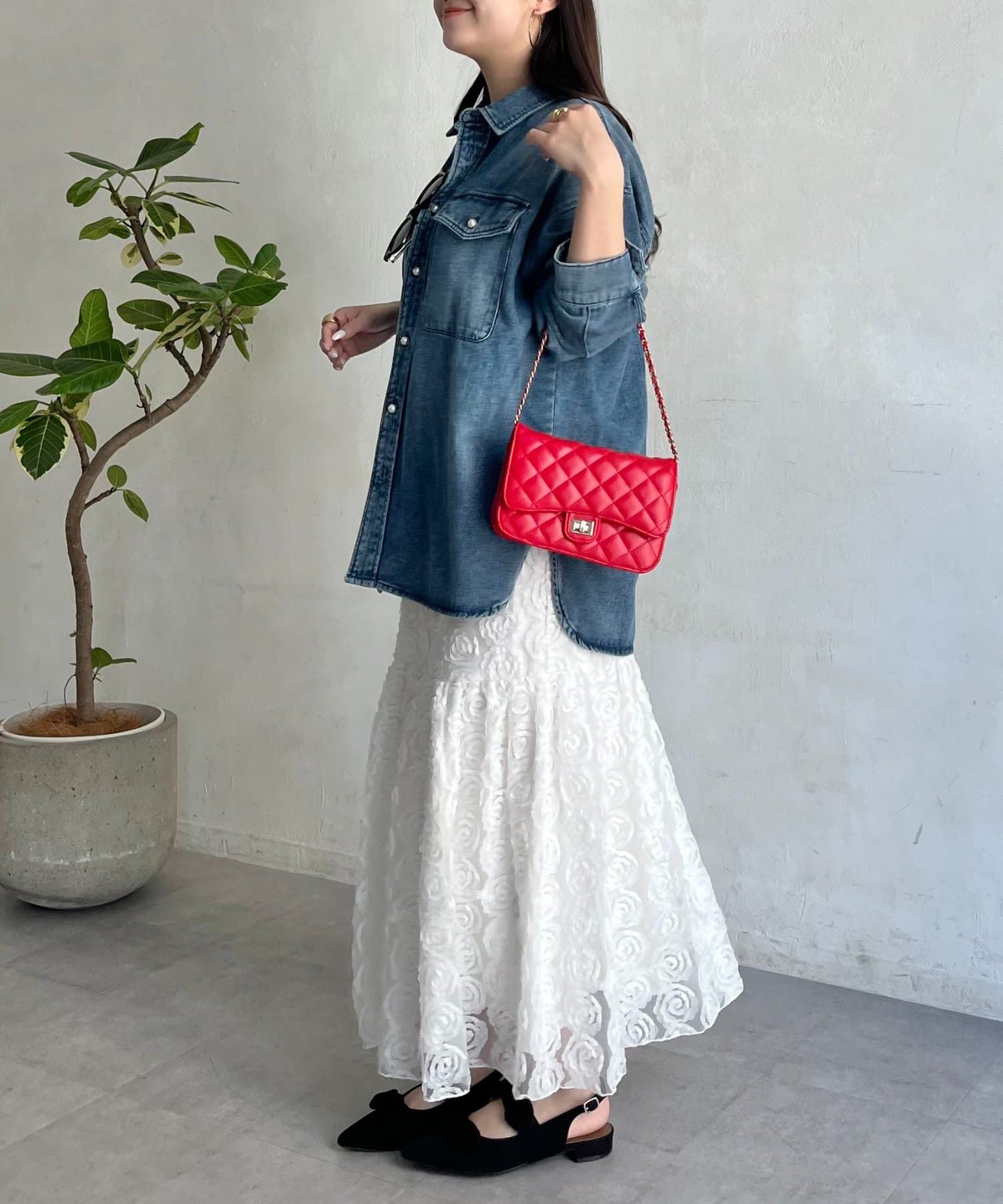 prose verse(プロズヴェール) パールボタンオーバーサイズデニムシャツ