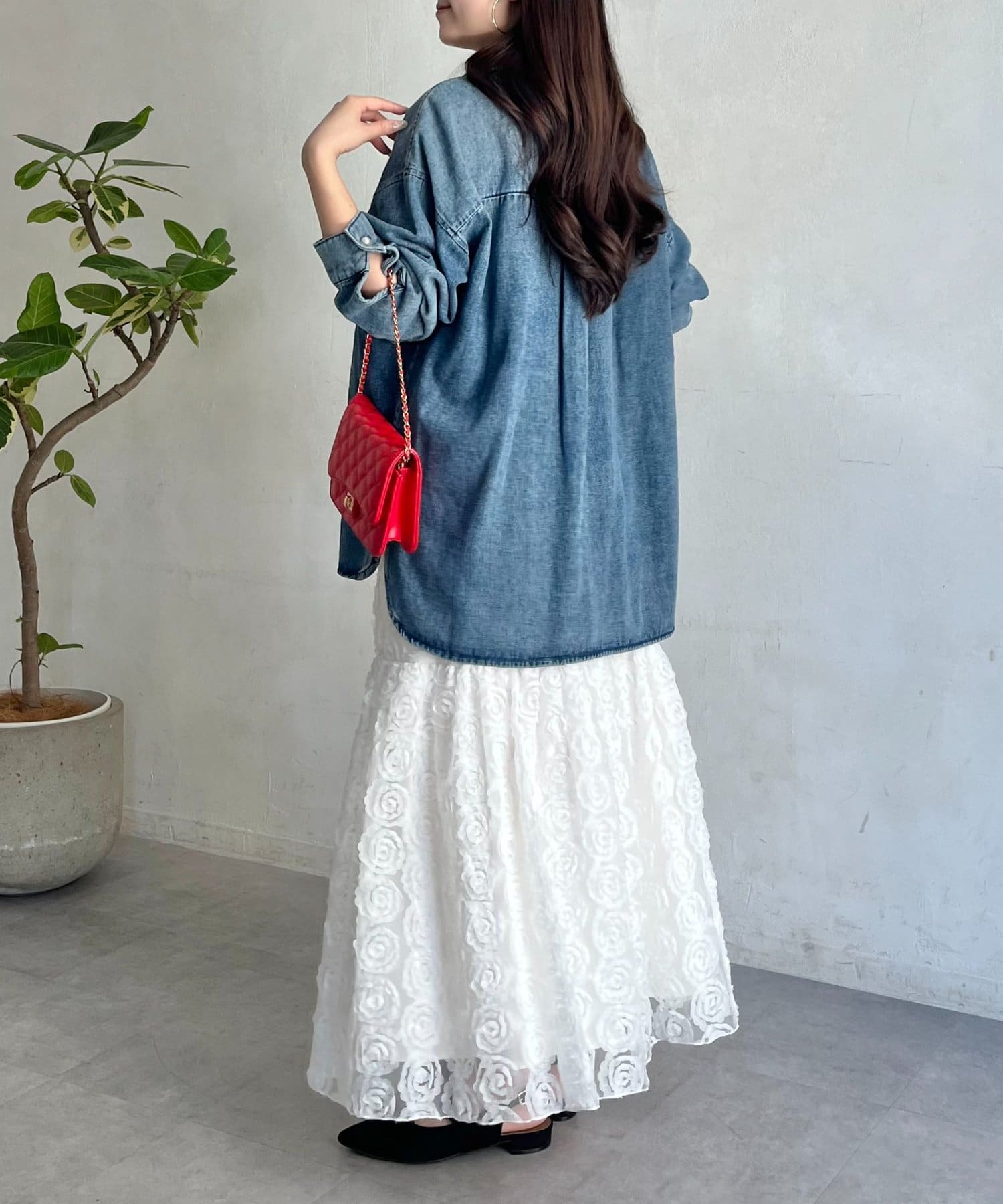 prose verse(プロズヴェール) パールボタンオーバーサイズデニムシャツ