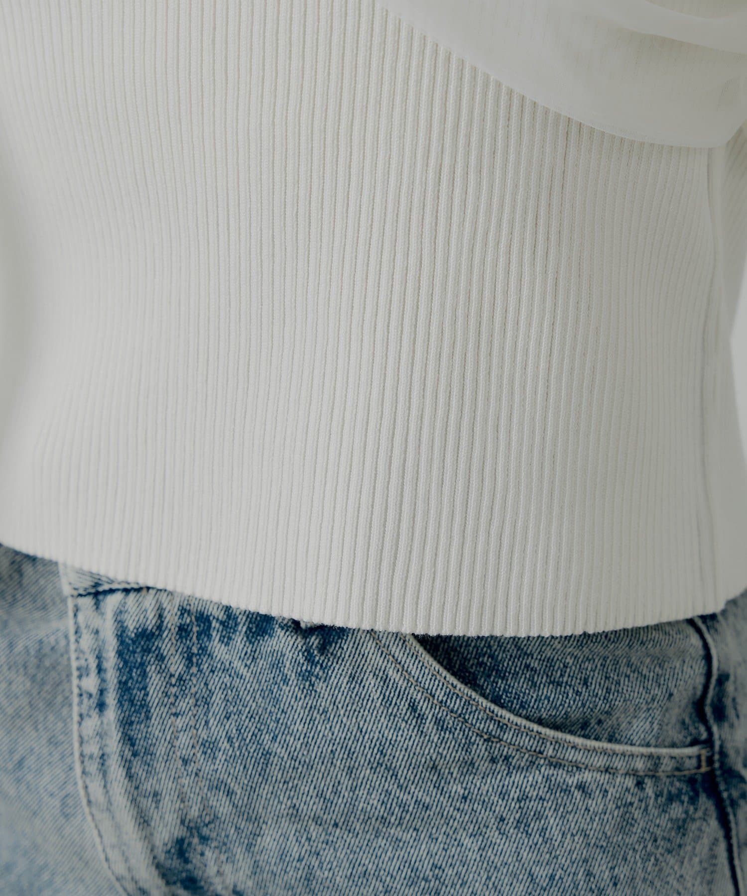 Chico(チコ) チュールオフショルリボンニット