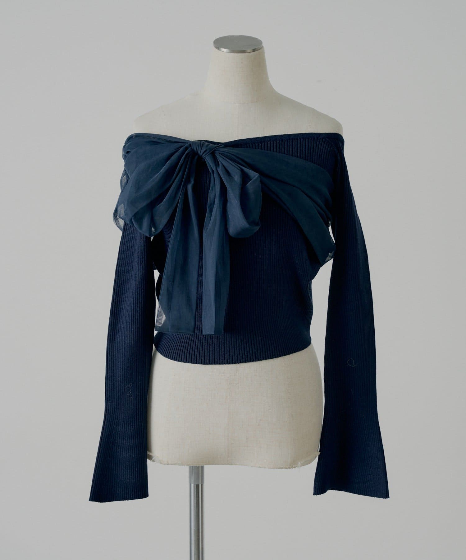 Chico(チコ) チュールオフショルリボンニット