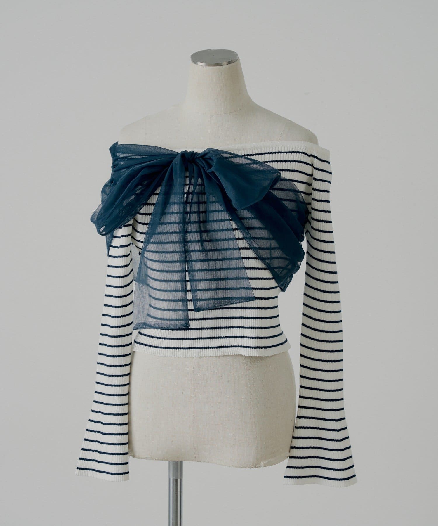 Chico(チコ) チュールオフショルリボンニット