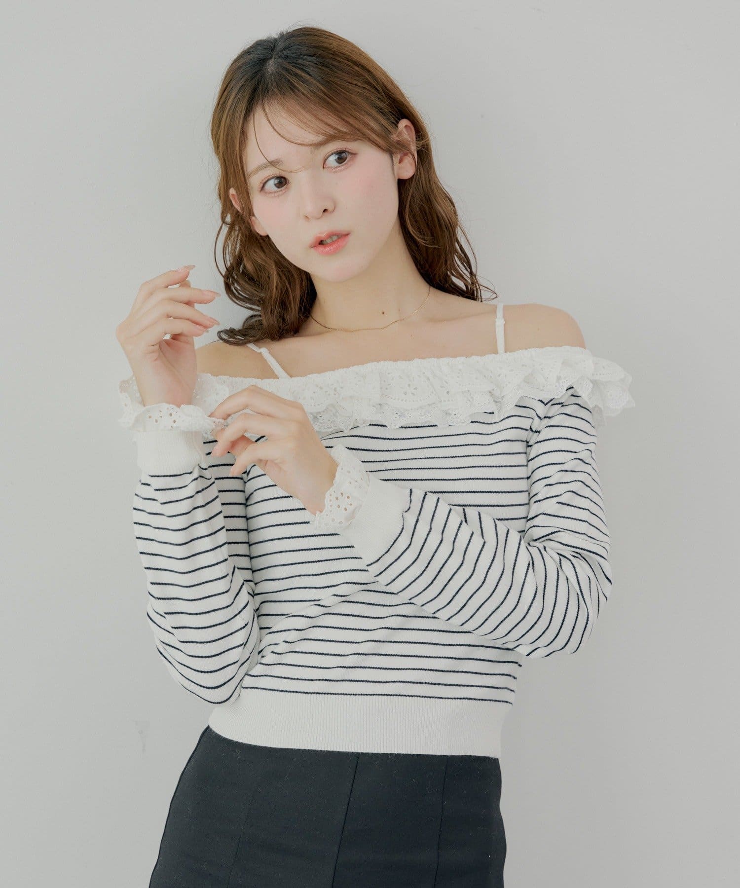 Chico(チコ) レースティアードオフショルカーディガン