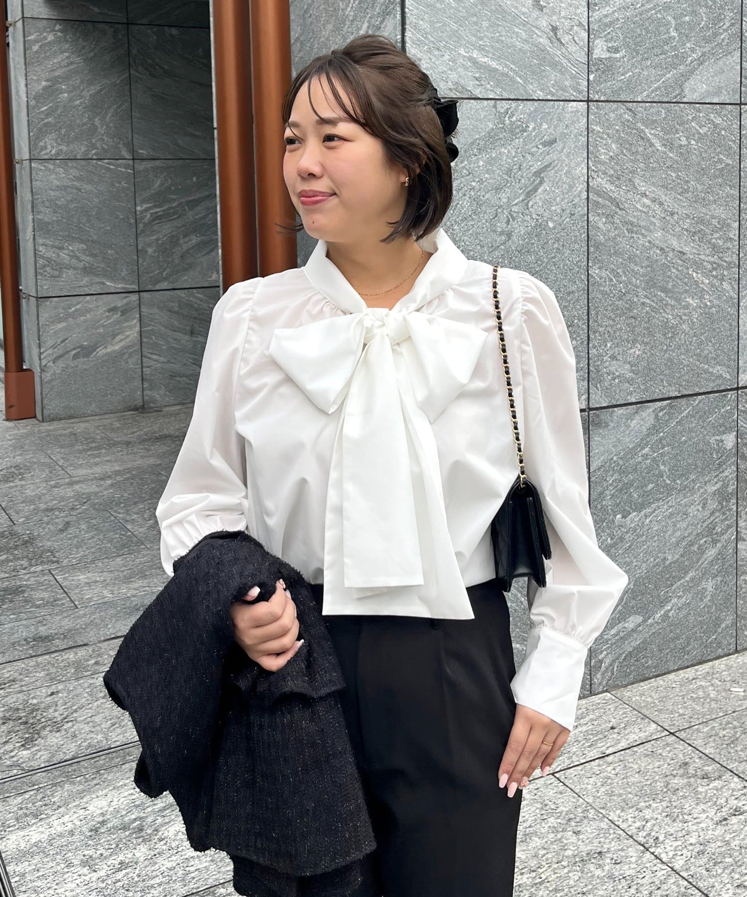 prose verse(プロズヴェール) 【SAPON】前後2WAYパフスリーブリボンタイブラウス