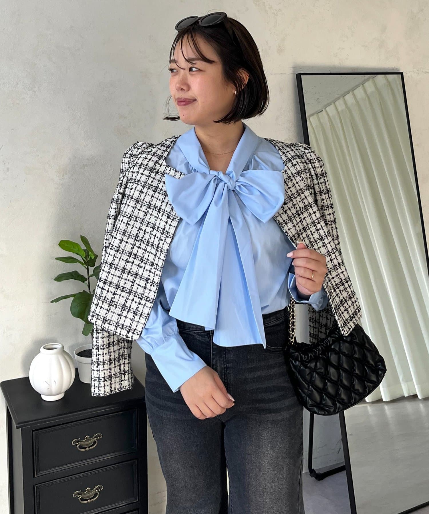 prose verse(プロズヴェール) 【SAPON】前後2WAYパフスリーブリボンタイブラウス