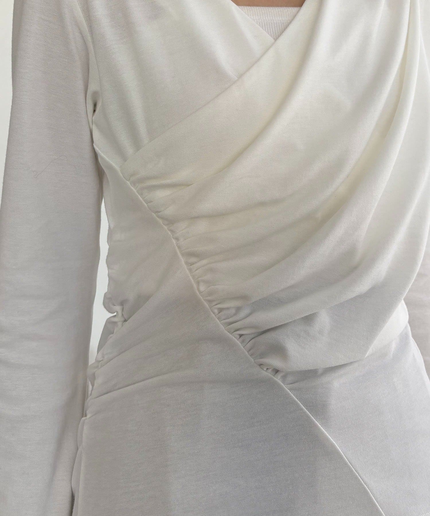 CAPRICIEUX LE'MAGE(カプリシュレマージュ) ドレープアシメネックTシャツ