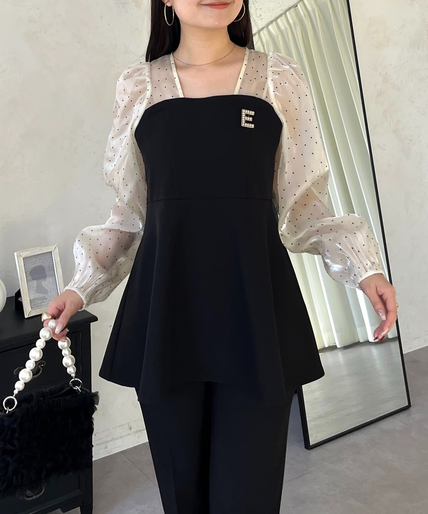 prose verse(プロズヴェール) ビスチェドッキングシアードットペプラムブラウス