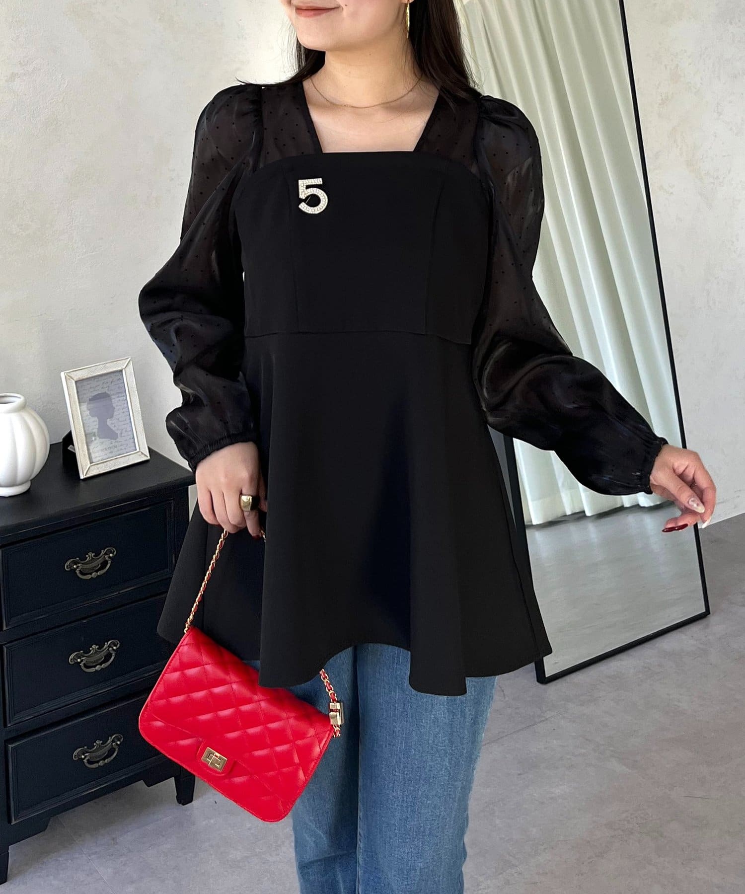 prose verse(プロズヴェール) ビスチェドッキングシアードットペプラムブラウス