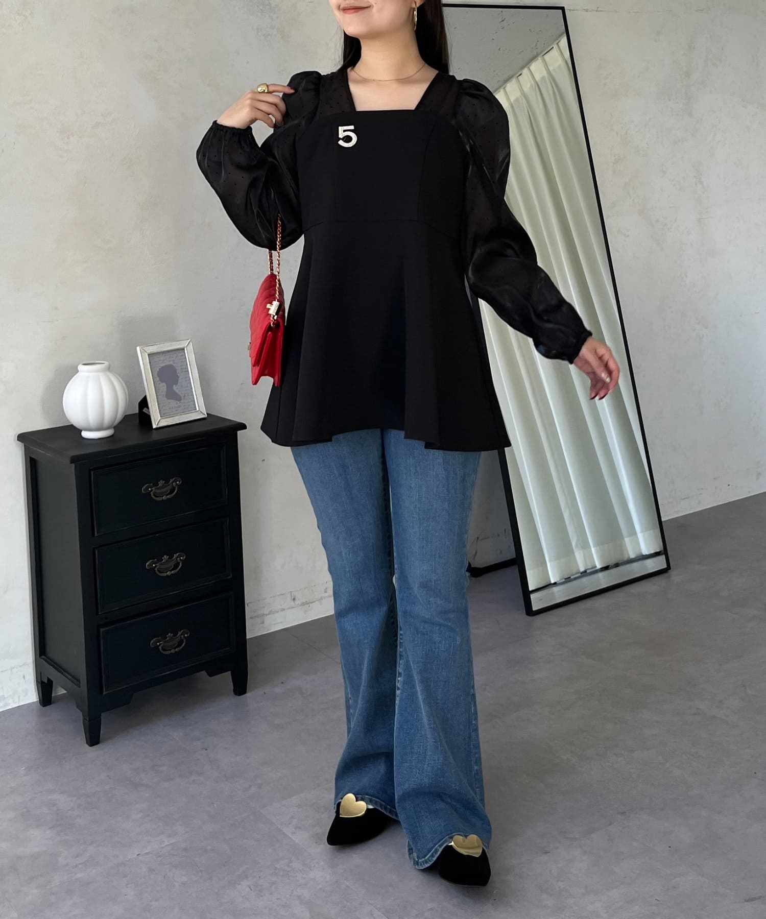 prose verse(プロズヴェール) ビスチェドッキングシアードットペプラムブラウス