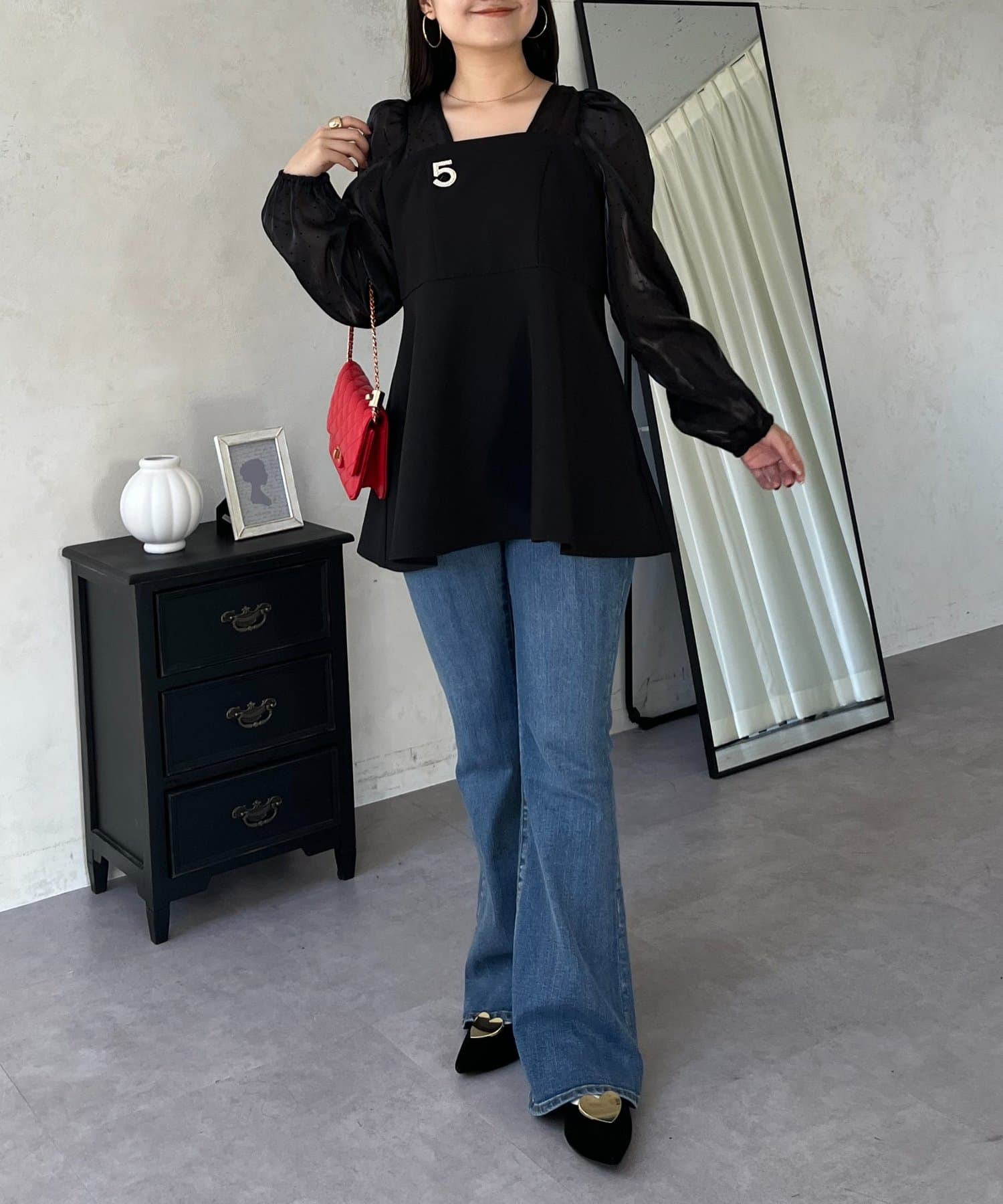 prose verse(プロズヴェール) ビスチェドッキングシアードットペプラムブラウス